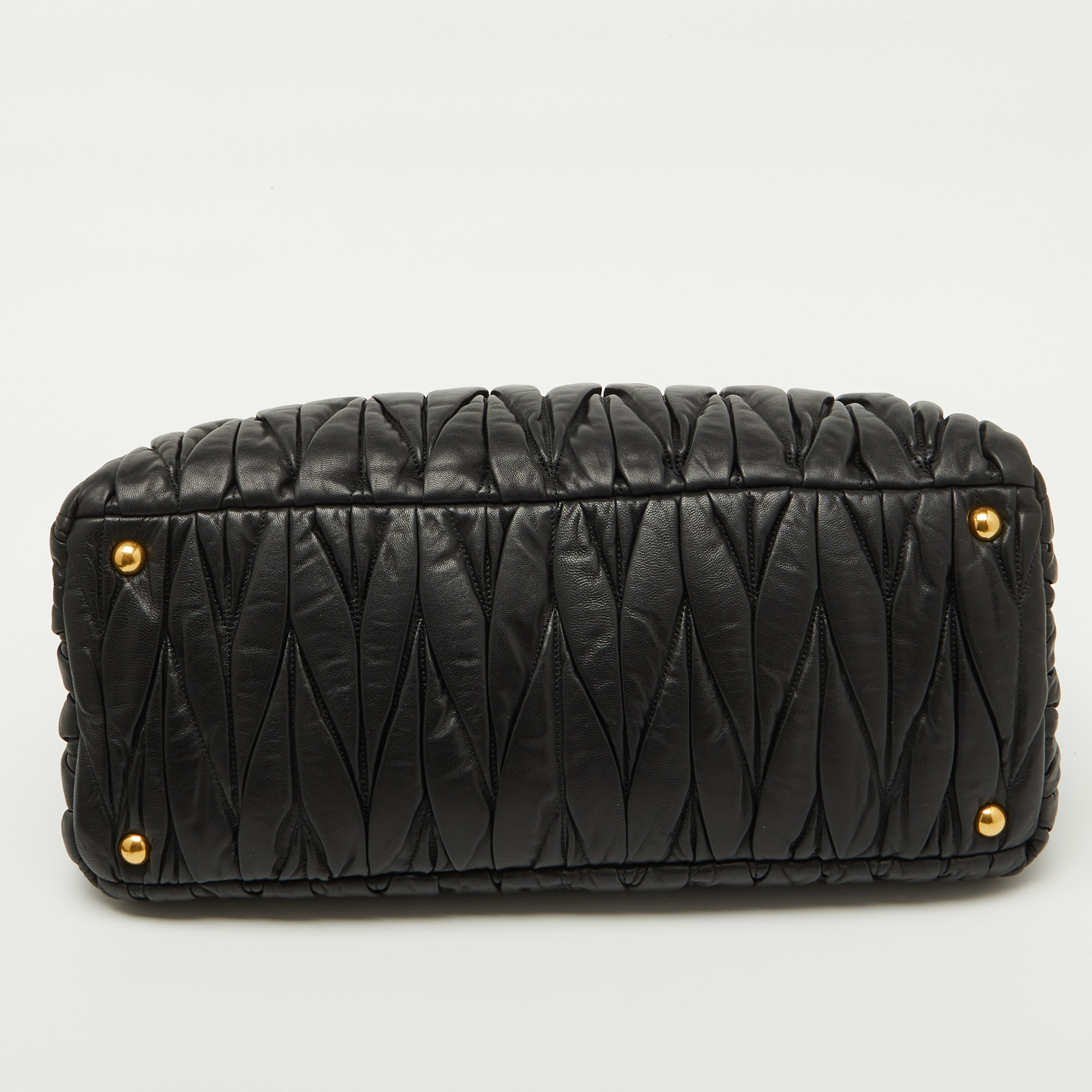 Miu Miu Black Matelasse Leather Dome Satchel 
