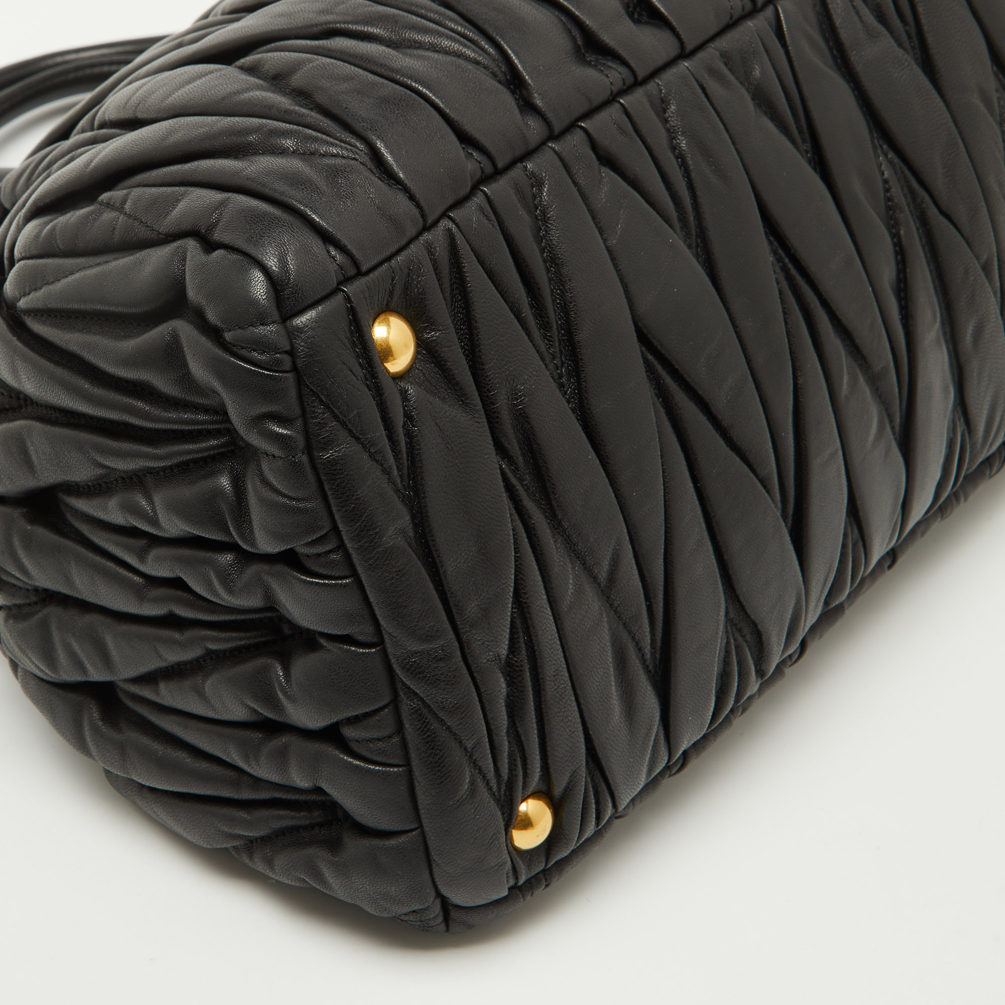 Miu Miu Black Matelasse Leather Dome Satchel 