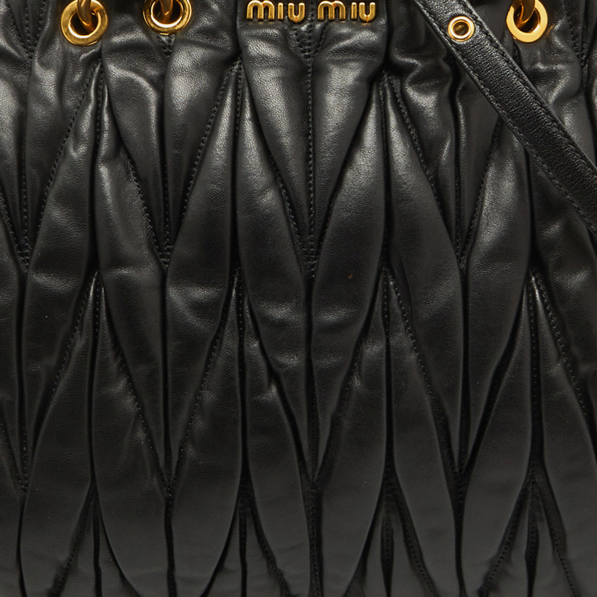 Miu Miu Black Matelasse Leather Dome Satchel 