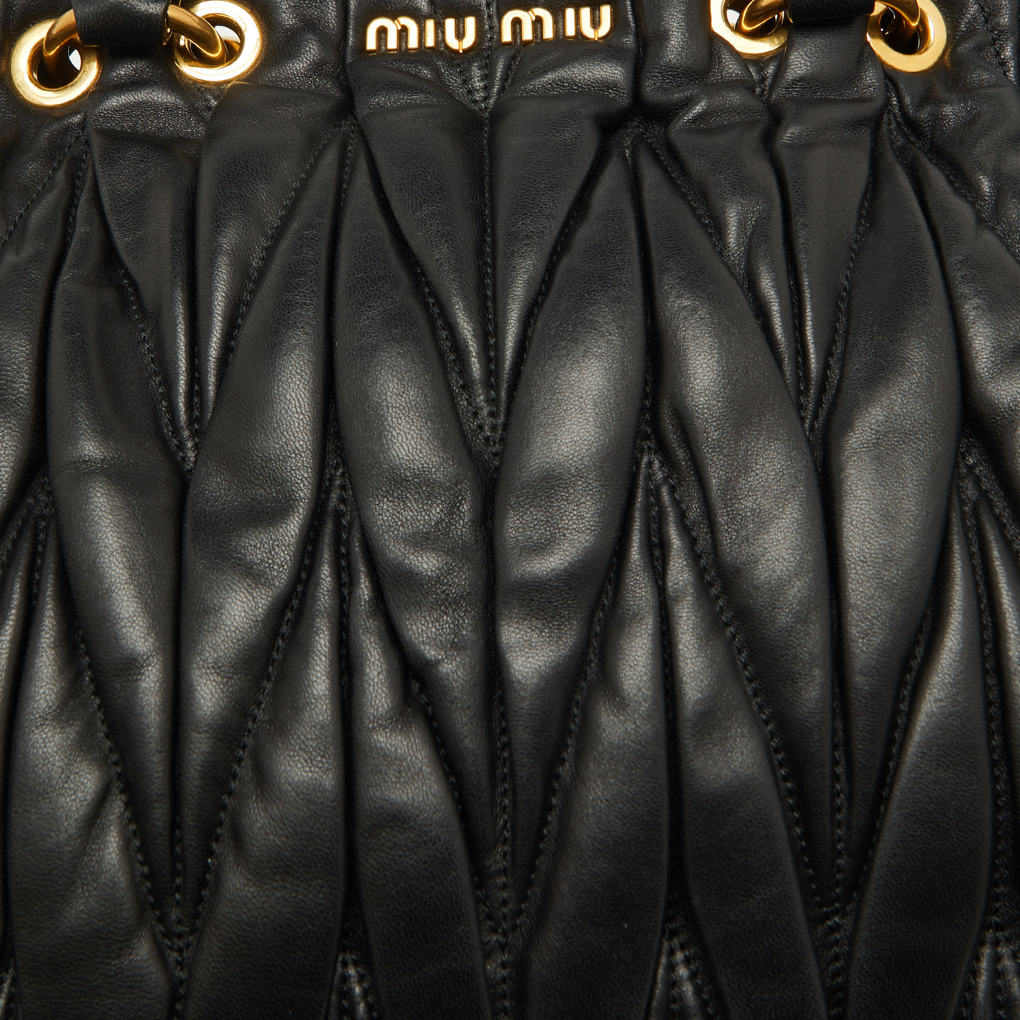 Miu Miu Black Matelasse Leather Dome Satchel 