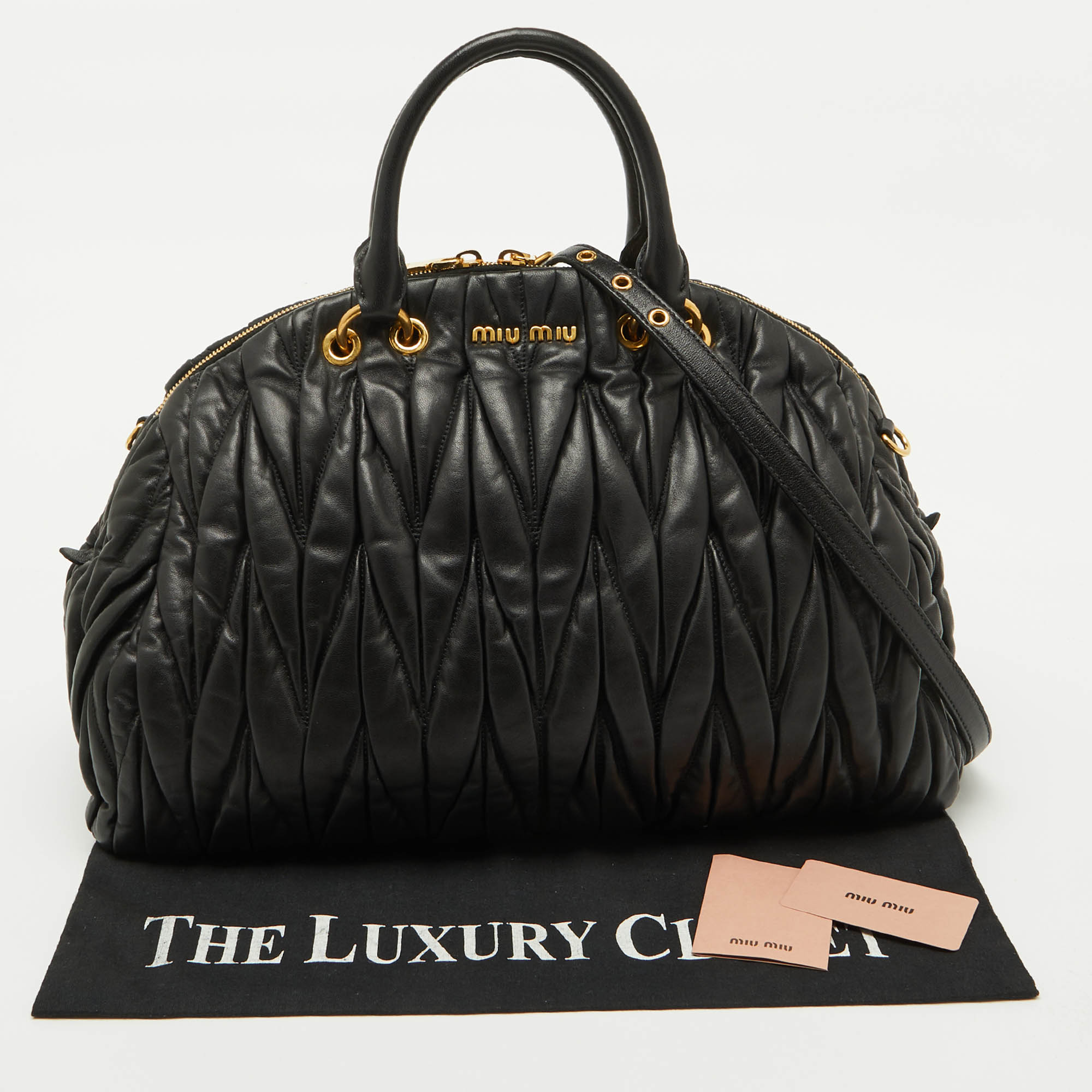 Miu Miu Black Matelasse Leather Dome Satchel 