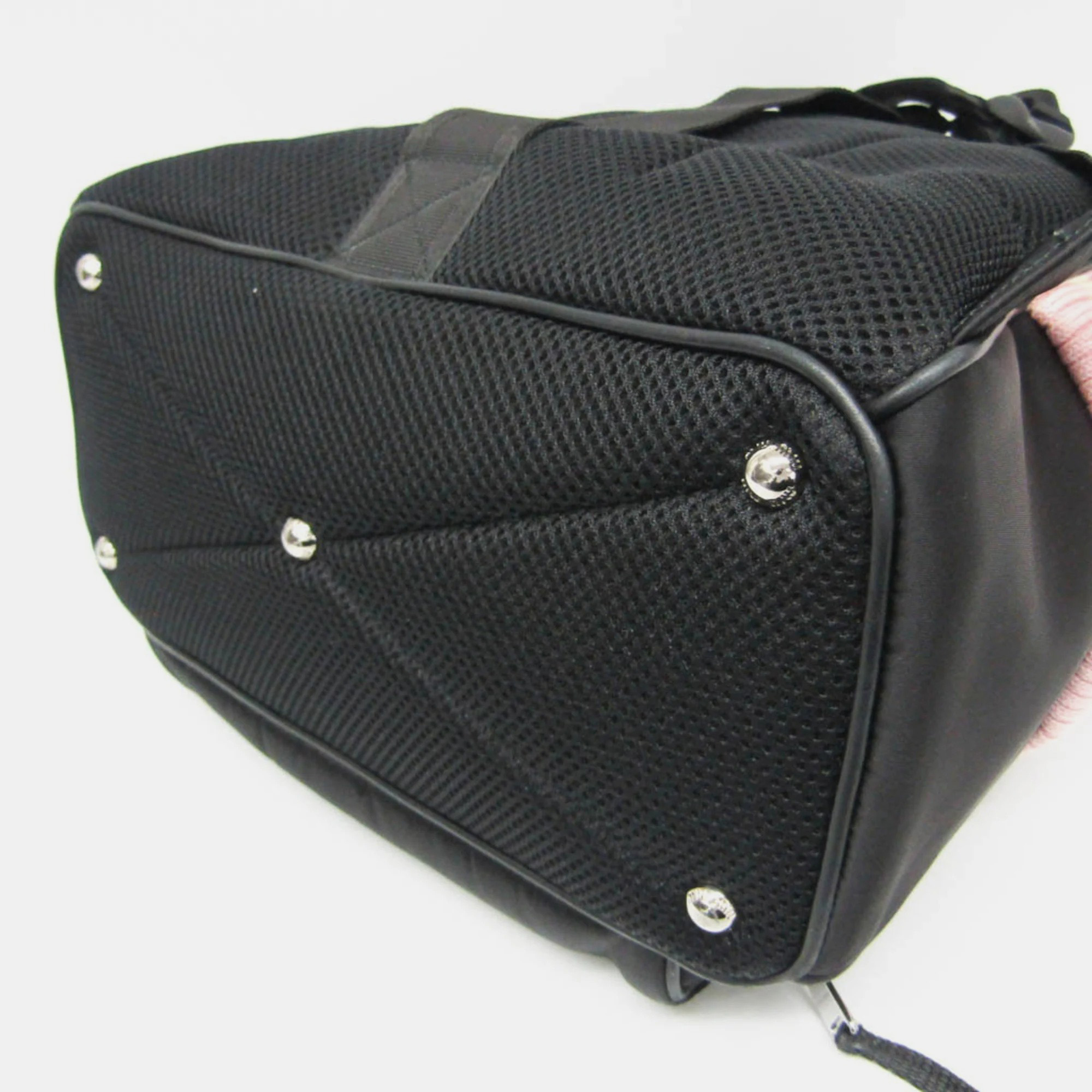 Miu Miu Black Nylon/Knit Cat Applique Backpack 