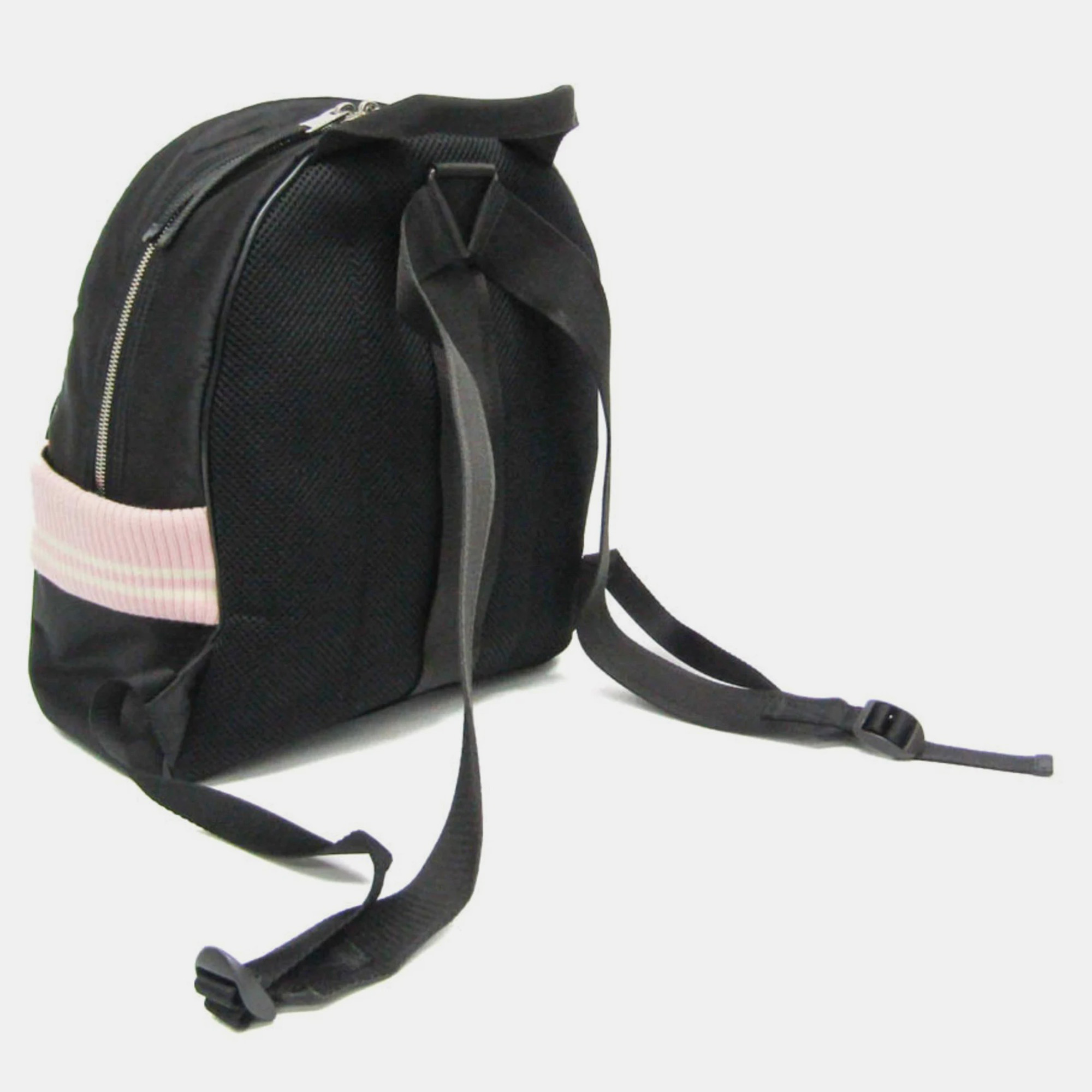 Miu Miu Black Nylon/Knit Cat Applique Backpack 
