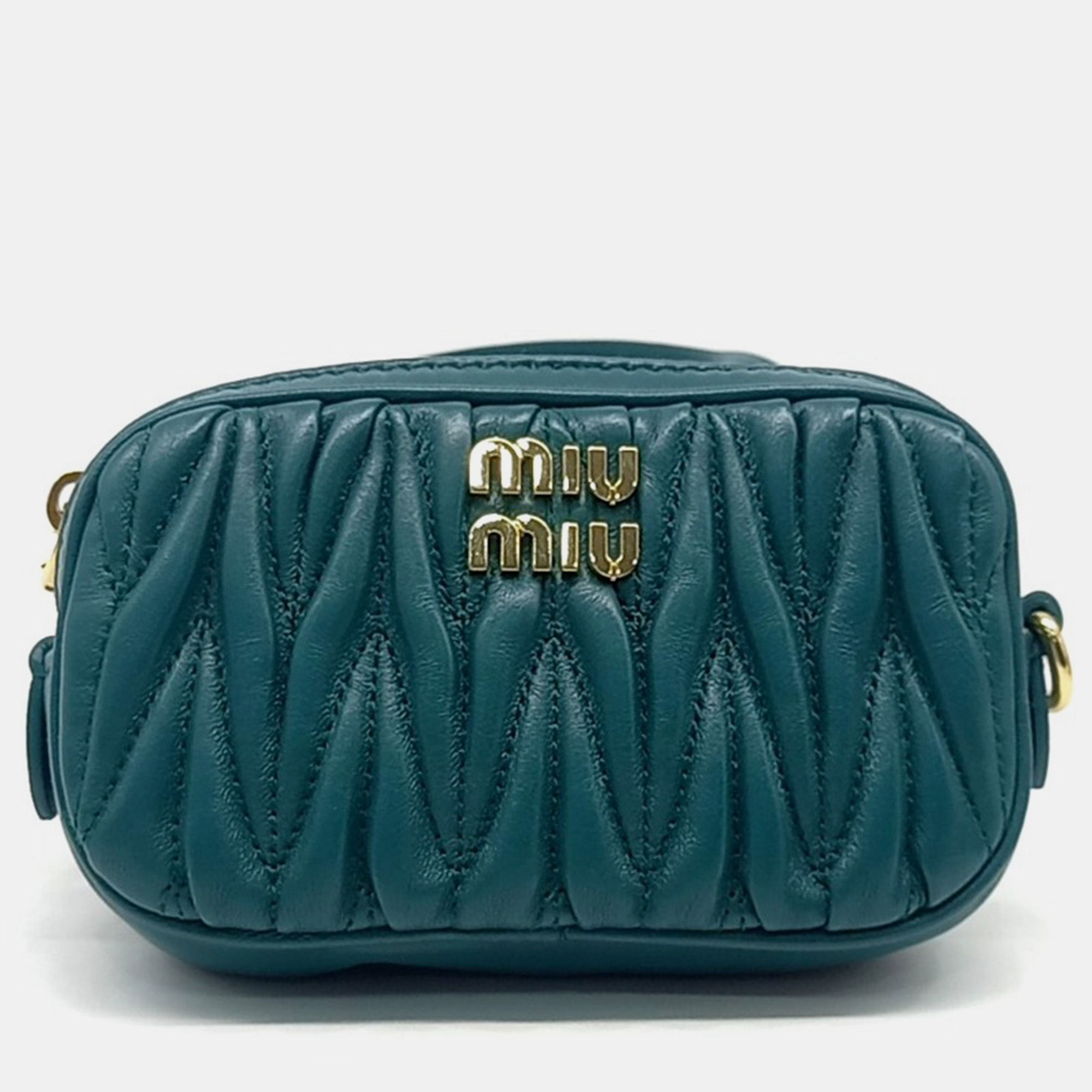 

Miu Miu Blue Leather Matrace Belt Bag