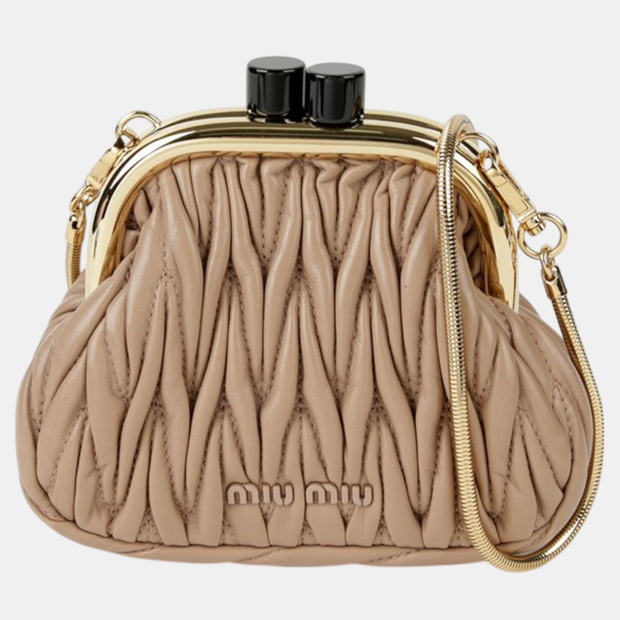 

Miu Miu Bell Mini Pouch, Beige