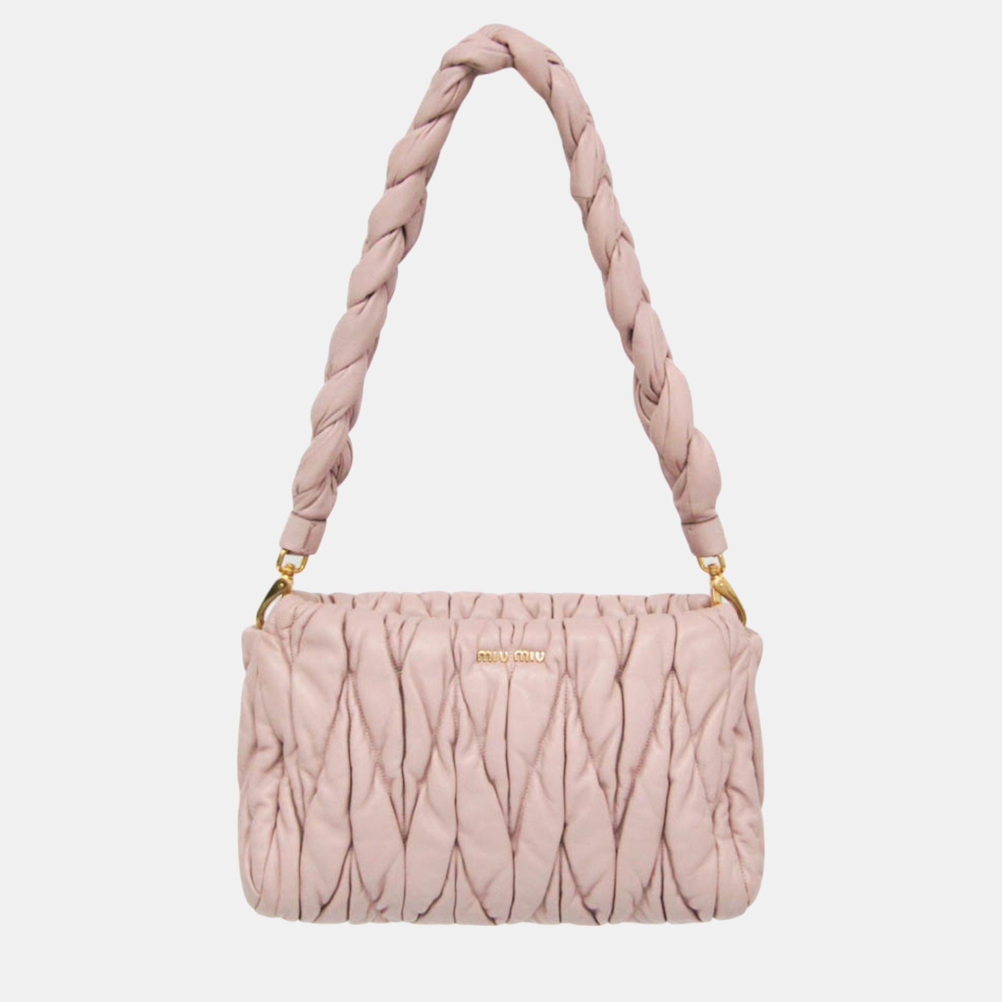 

Miu Miu Pink Beige Leather Shoulder Bag