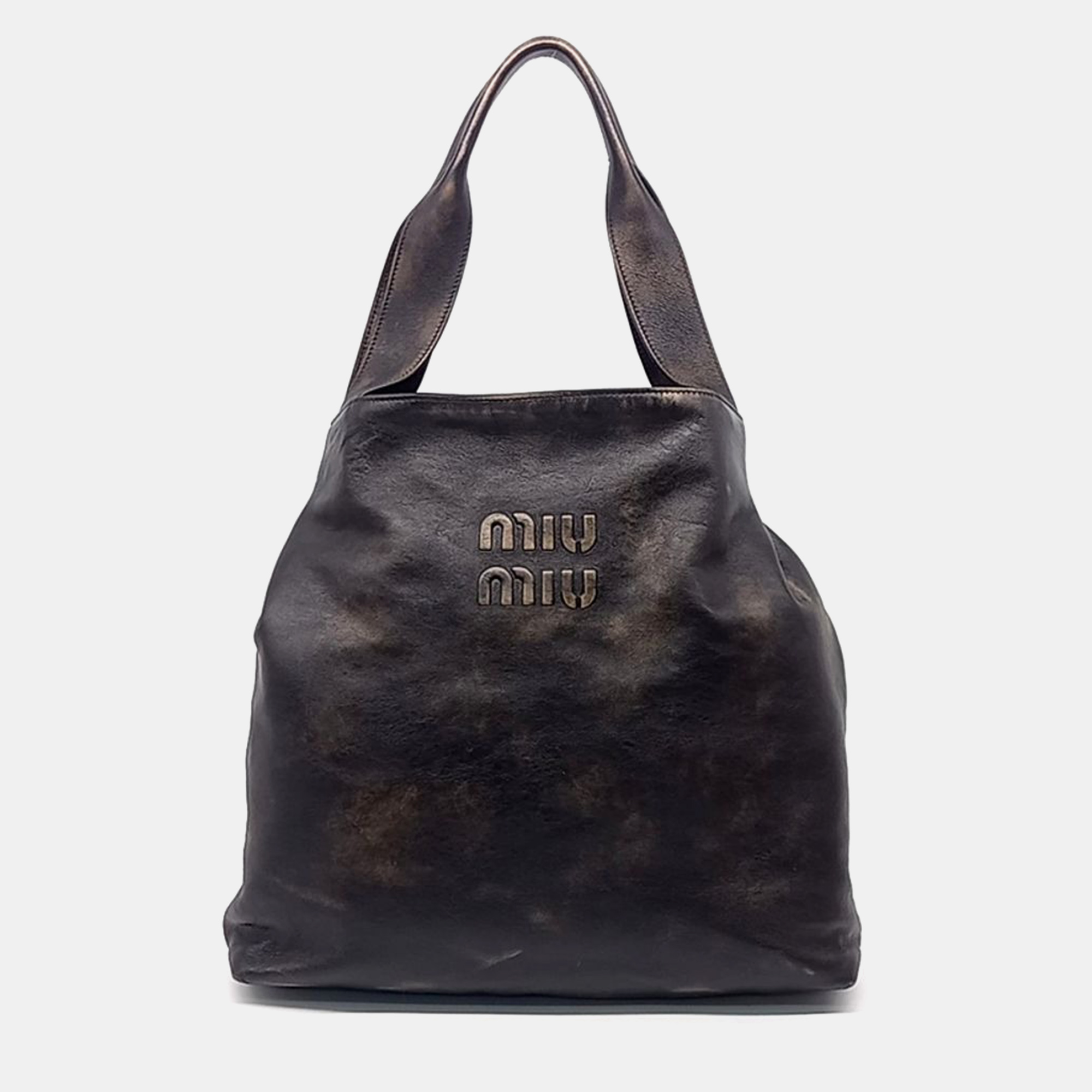 

Miu Miu Black Leather Nappa Hobo Bag