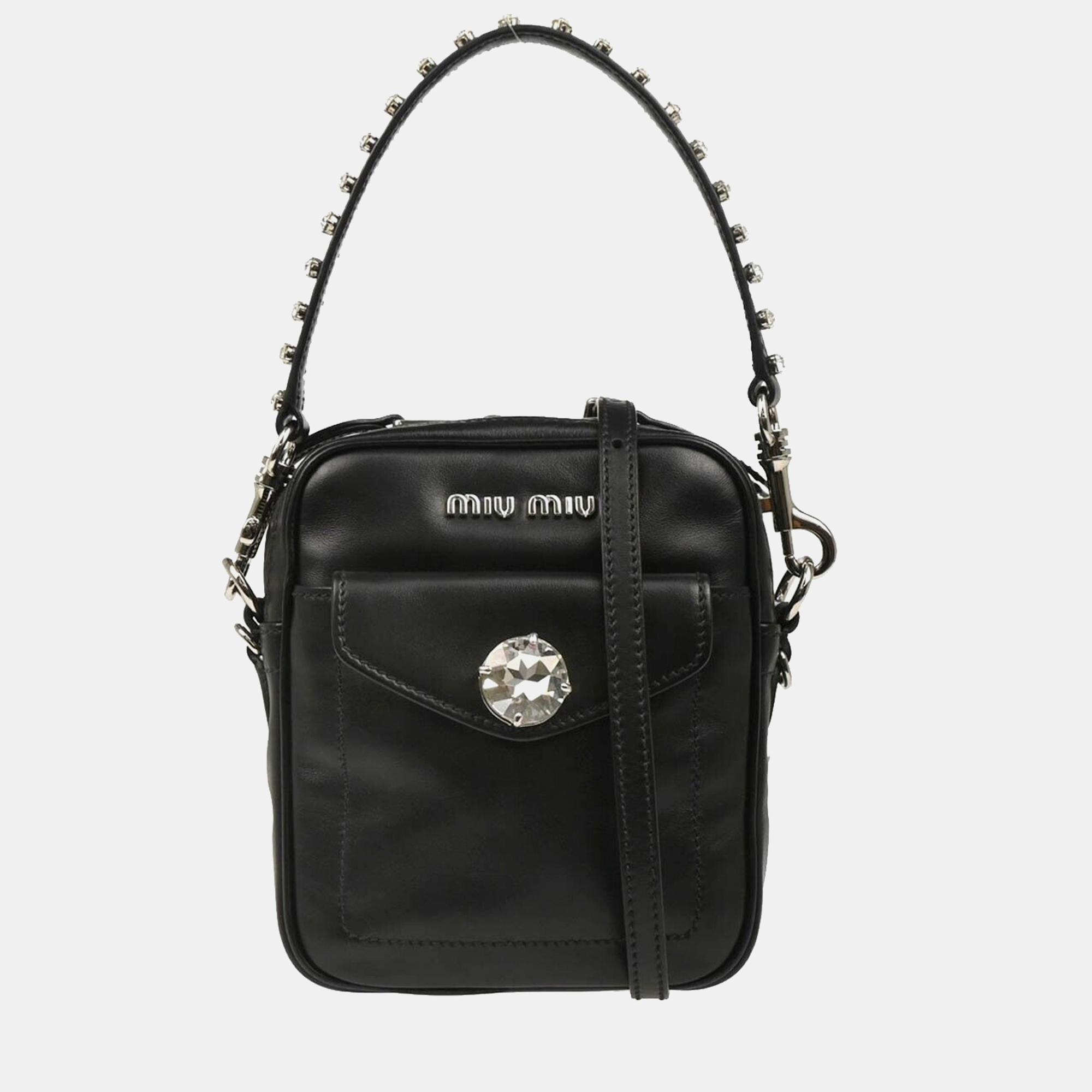 

Miu Miu Black Leather Embellished Crossbody Bag