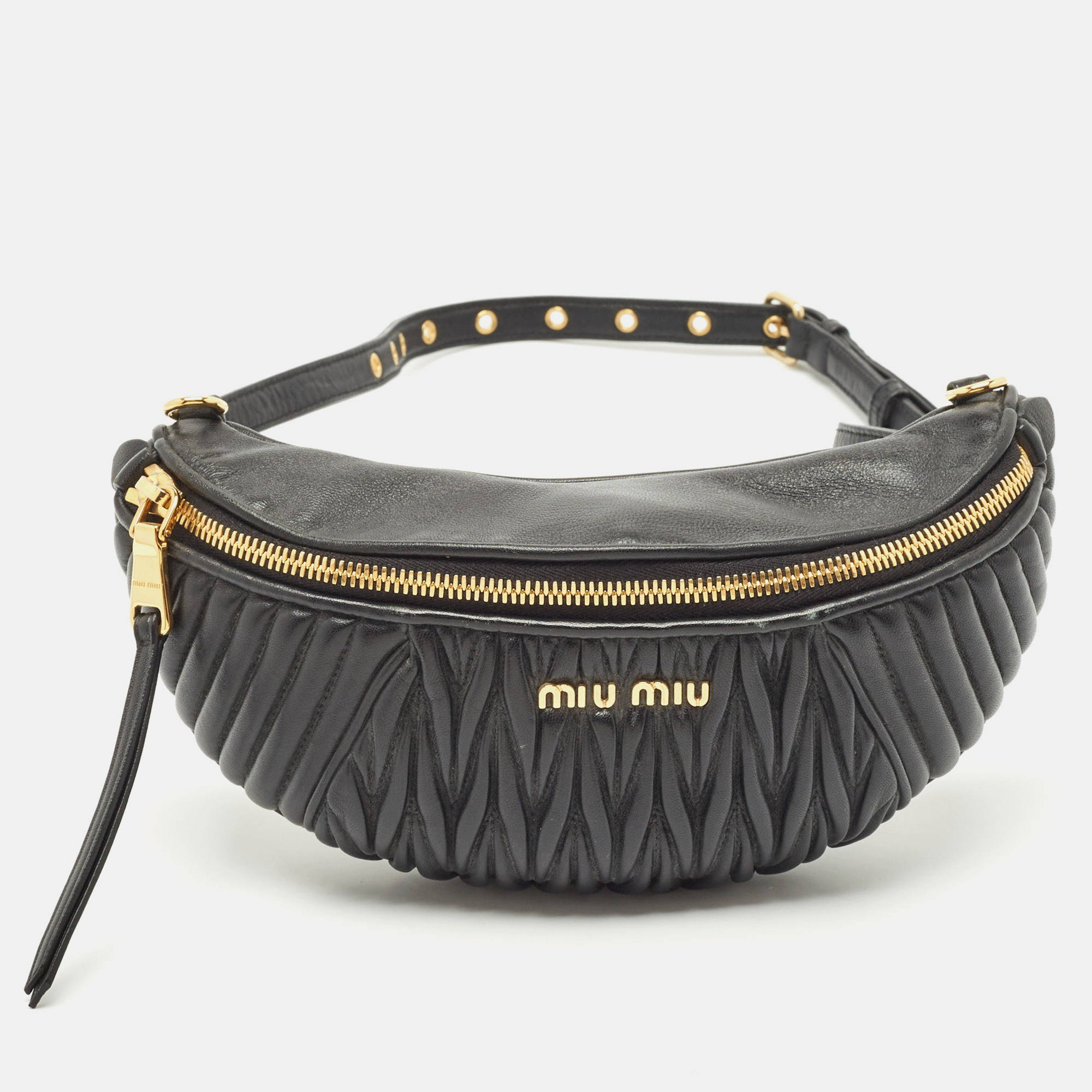 

Miu Miu Black Matelassé Leather Belt Bag