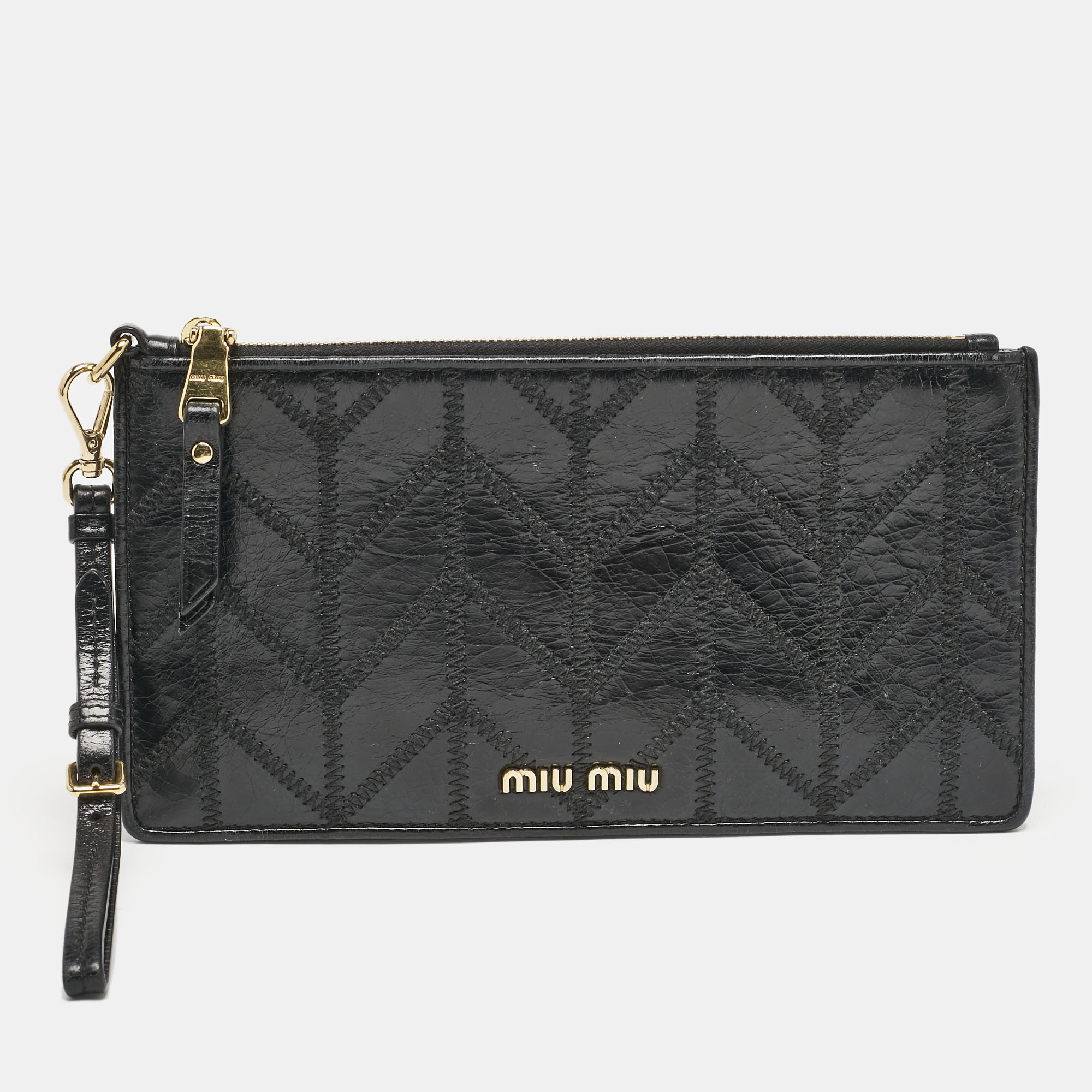 

Miu Miu Black Patchwork Leather Utility Wallet