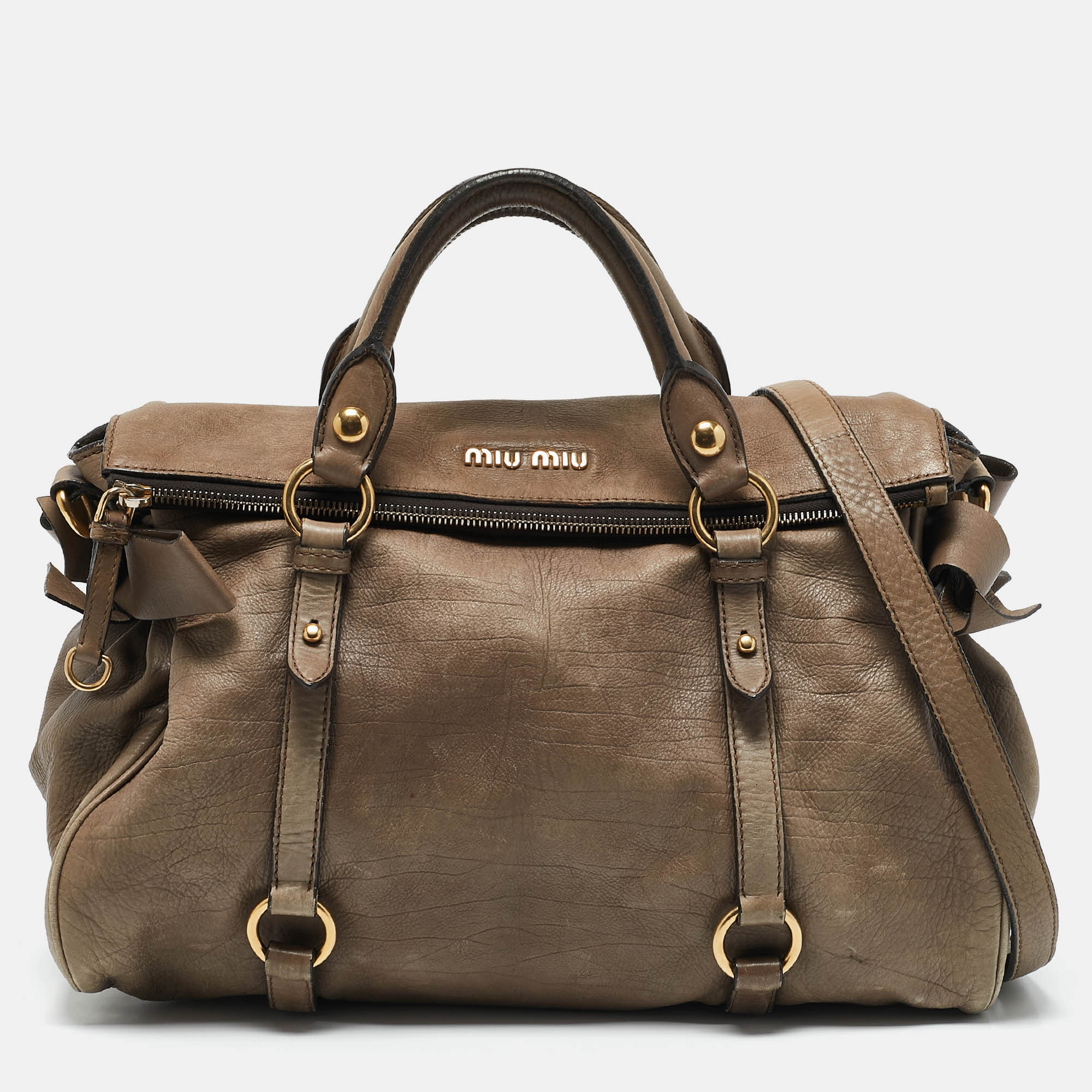 

Miu Miu Beige Leather Bow Satchel