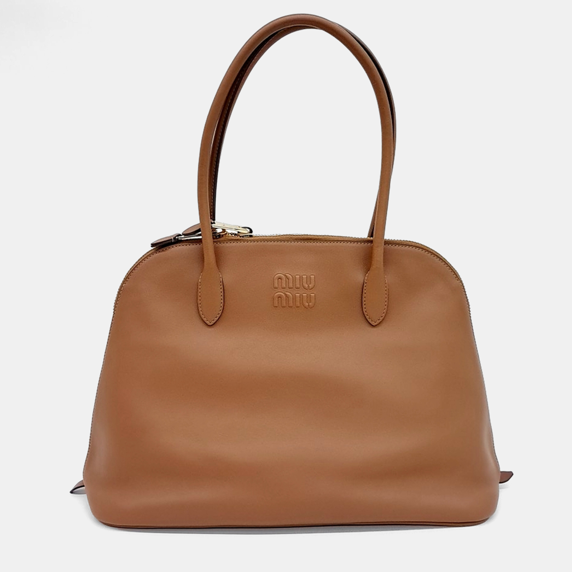 

Miu Miu Brown Leather embossed logo shoulder bag
