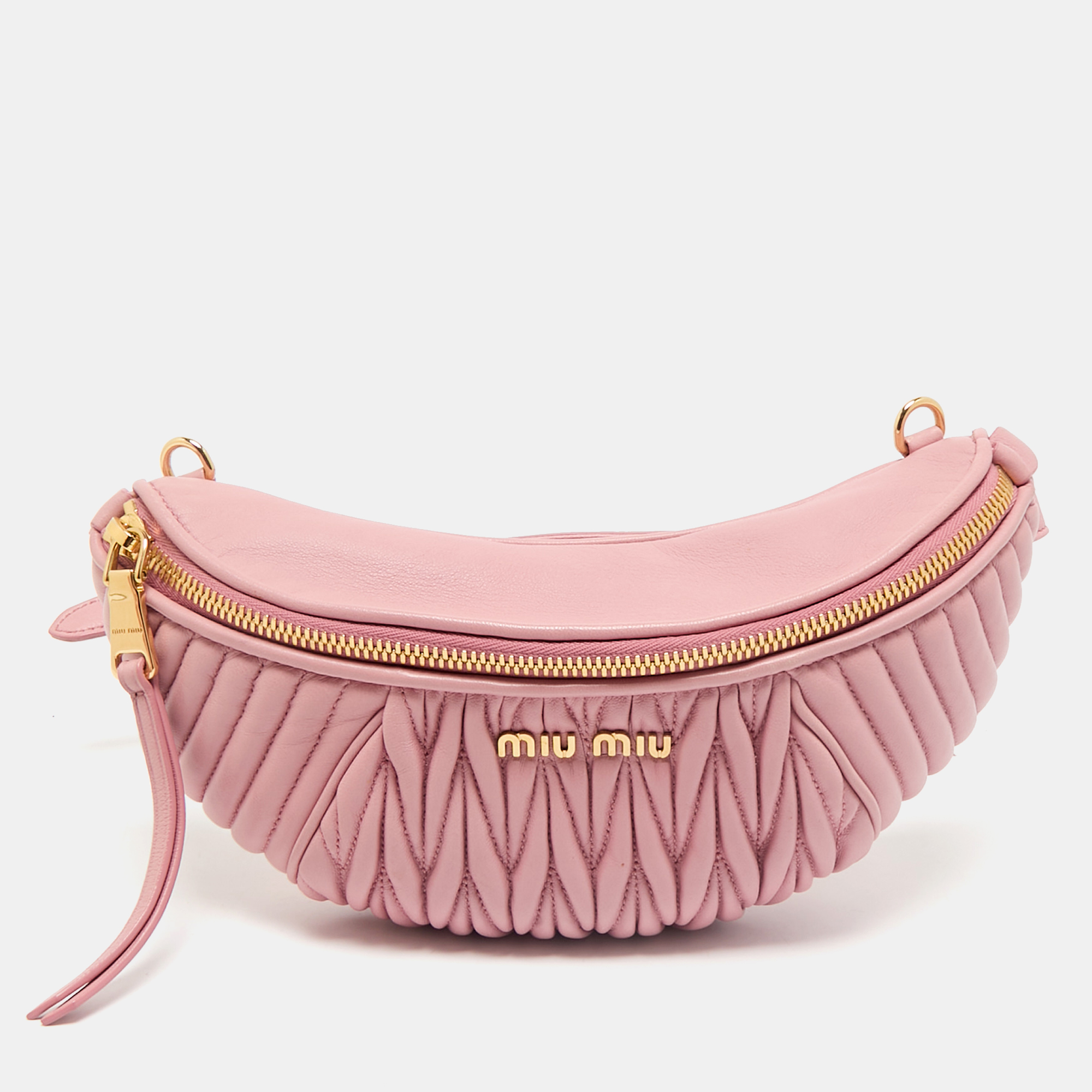 

Miu Miu Pink Matelassé Leather Belt Bag