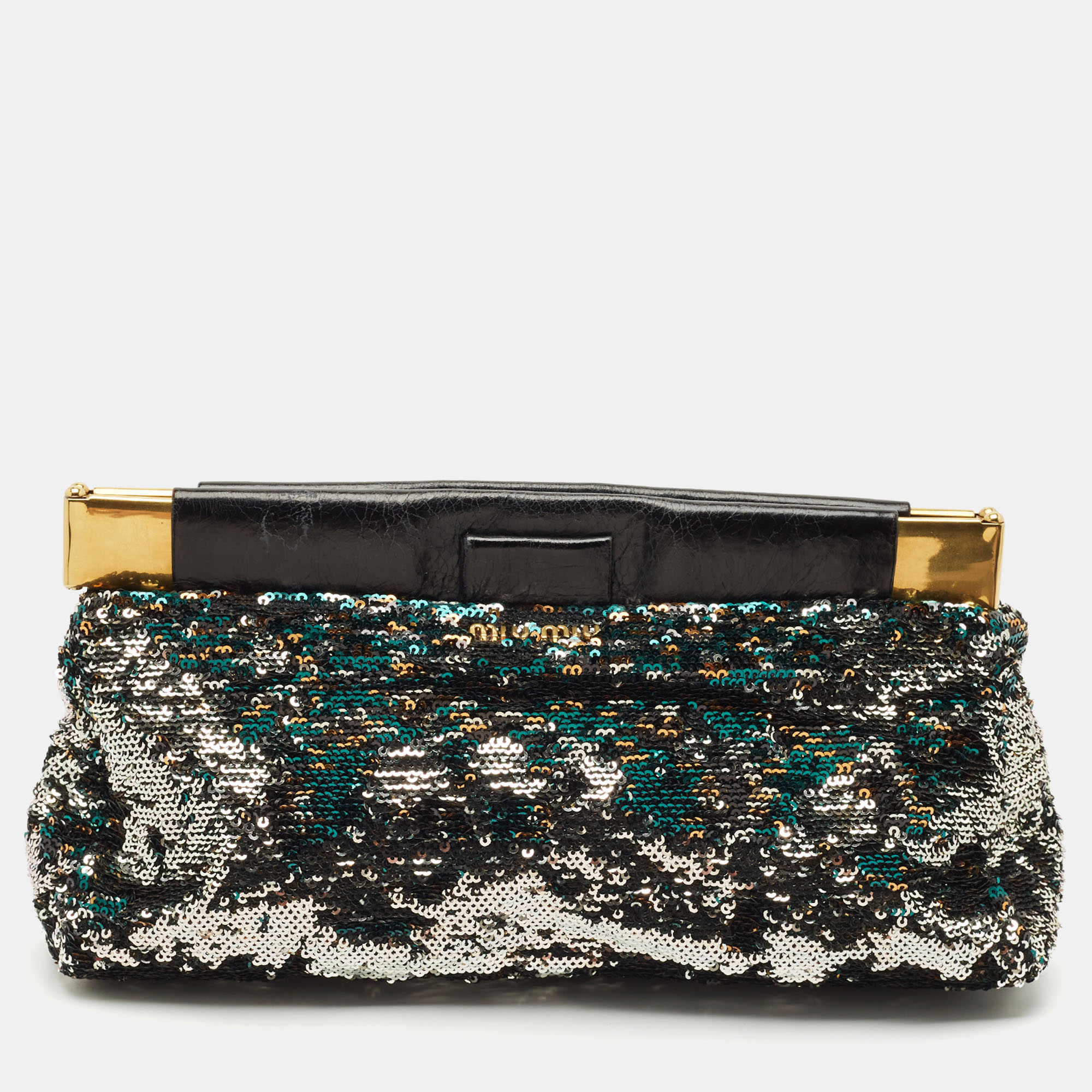 

Miu Miu Multicolor Sequins Frame Clutch