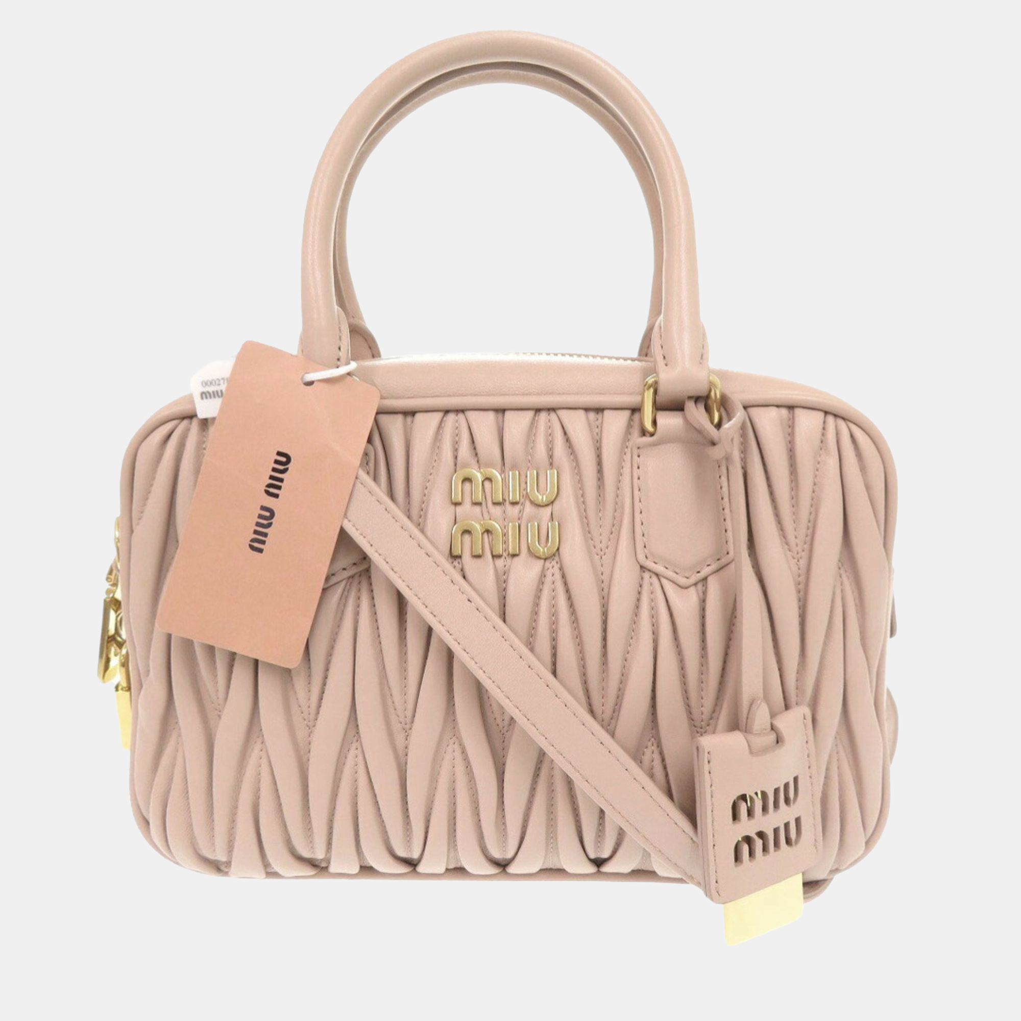 

Miu Miu Matelasse Arcadi Leather Pink Shoulder Bag