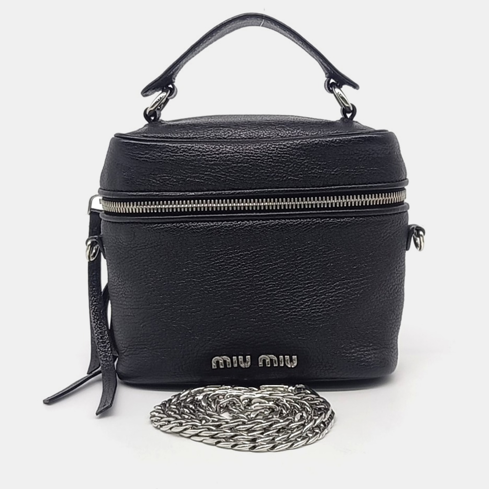 

Miu Miu Black Leather Madras Tote and Shoulder Bag