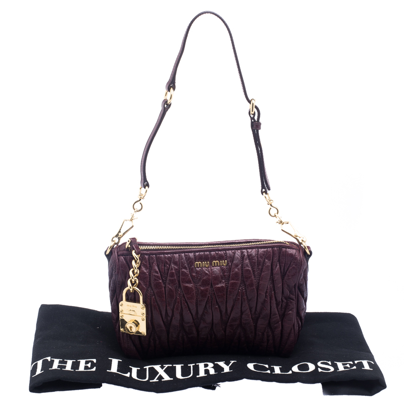 Leather handbag Miu Miu Burgundy in Leather - 12276833