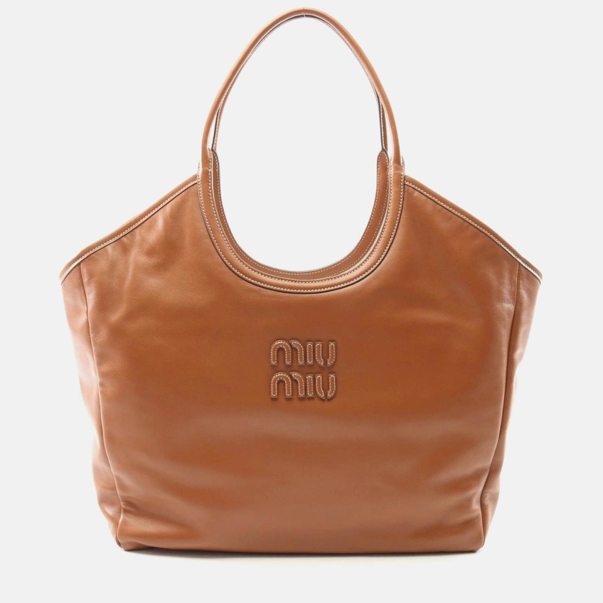 

Miu Miu Ivy Large Brown Leather Tote Bag