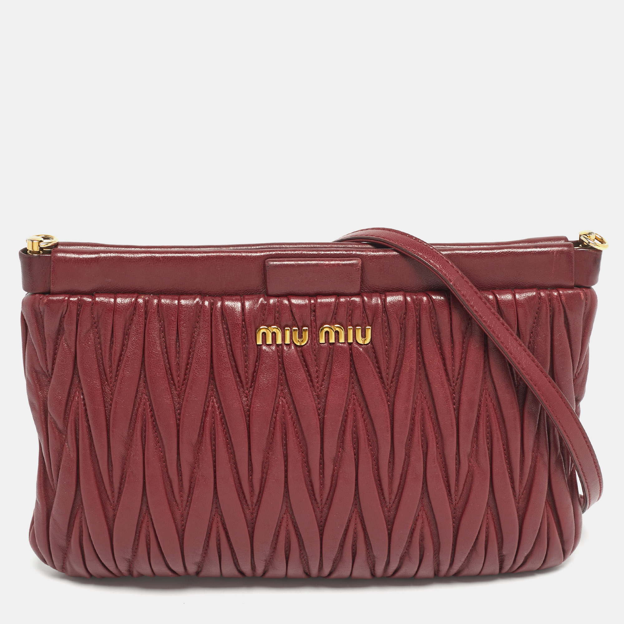 

Miu Miu Red Matelasse Leather Frame Crossbody Bag