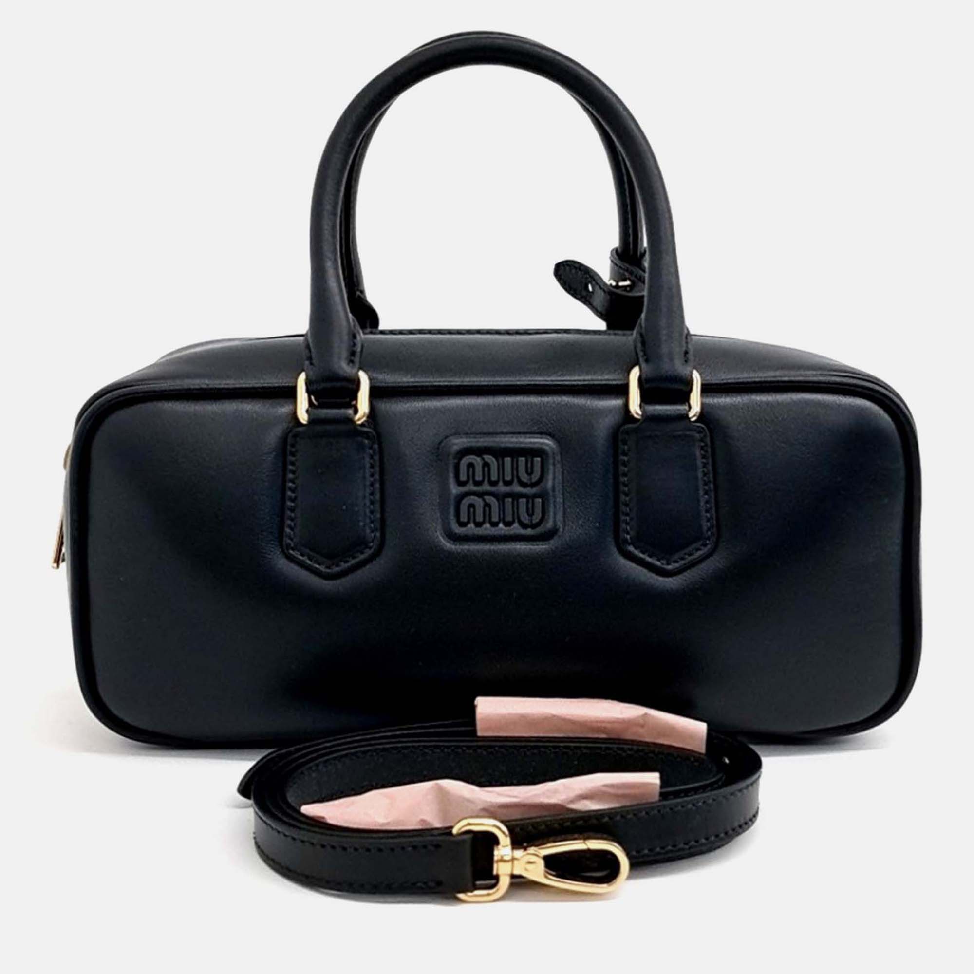 

Miu Miu Black Leather Arcadi tote and crossbody bag