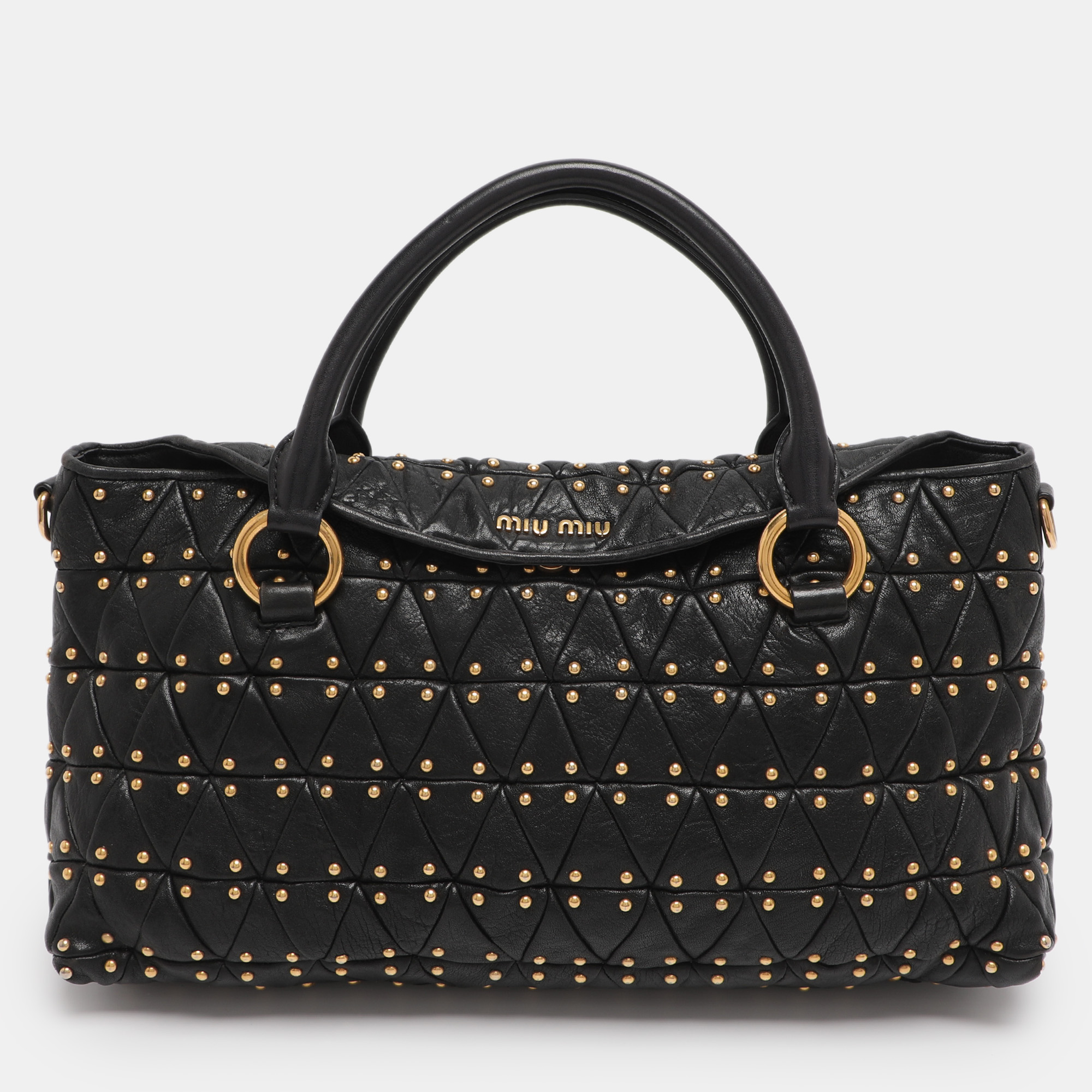 

Miu Miu Black Leather Embellished Tote
