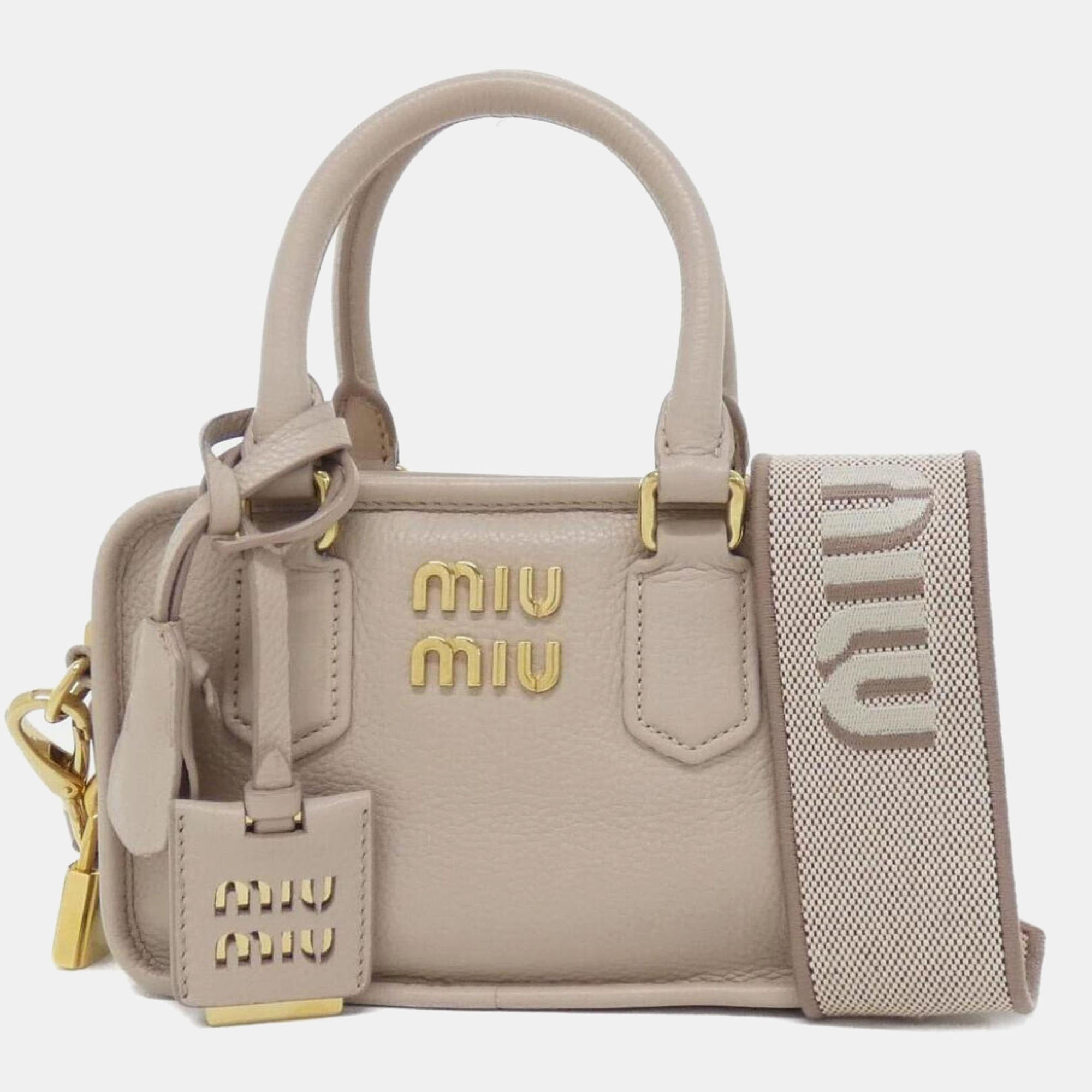 Pre-owned Miu Miu Beige Handbag In Sand