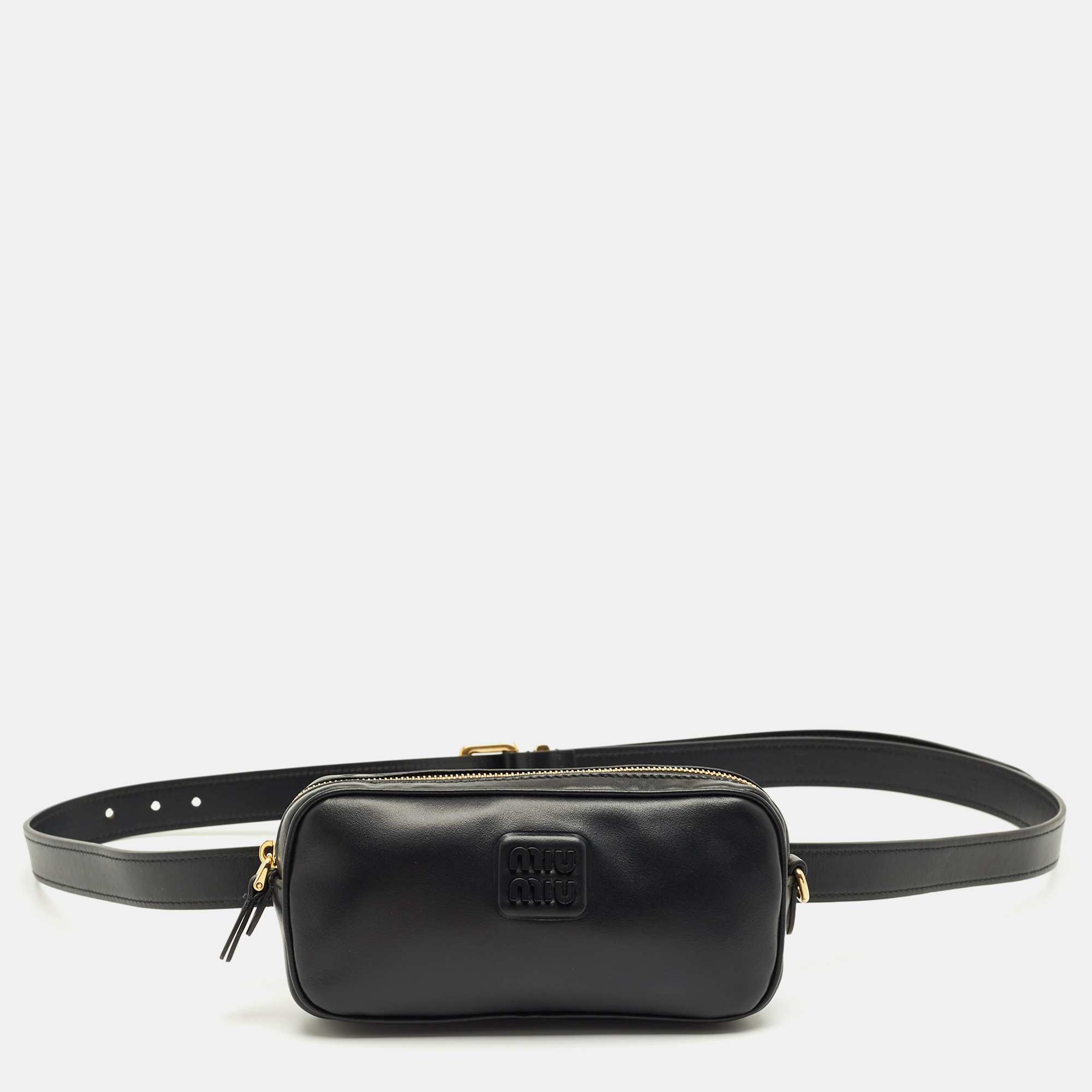Pre-owned Miu Miu Black Leather Small Belt Bag