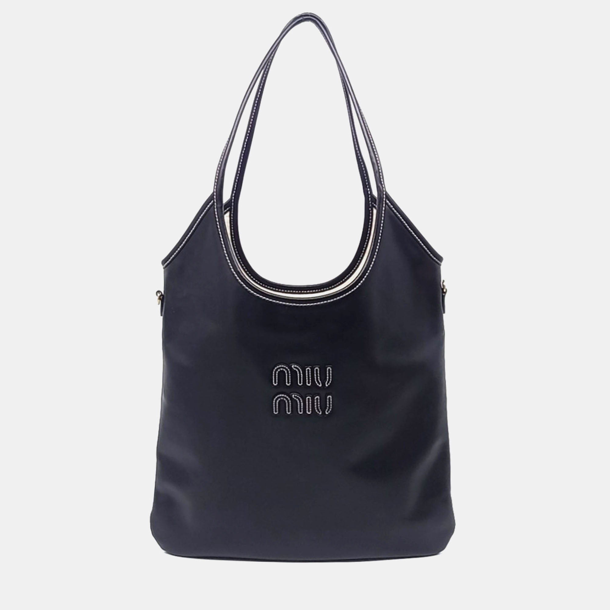 Pre-owned Miu Miu Black Leather Ivy Shoulder Bag