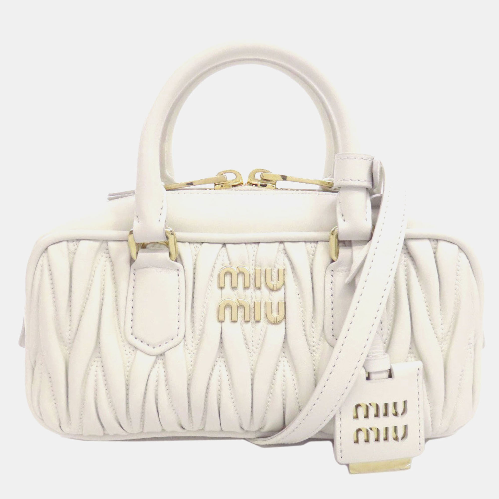 

Miu Miu Miu Arcadi Matelasse Handbag Calfskin, White