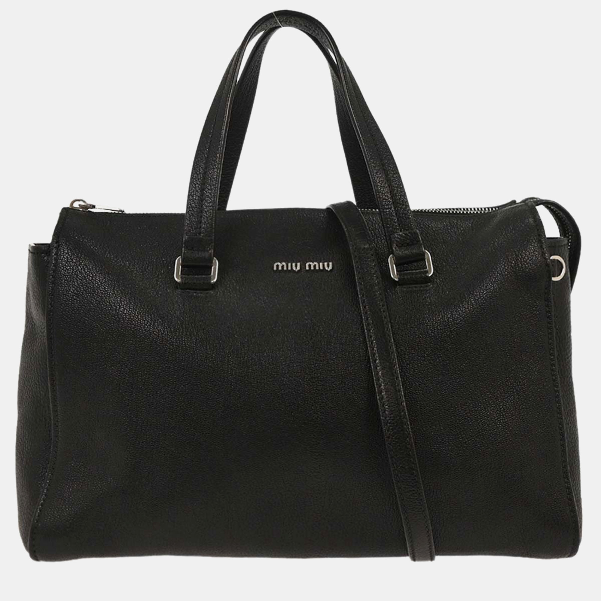 

Miu Miu Black Leather 2way Tote Handbag