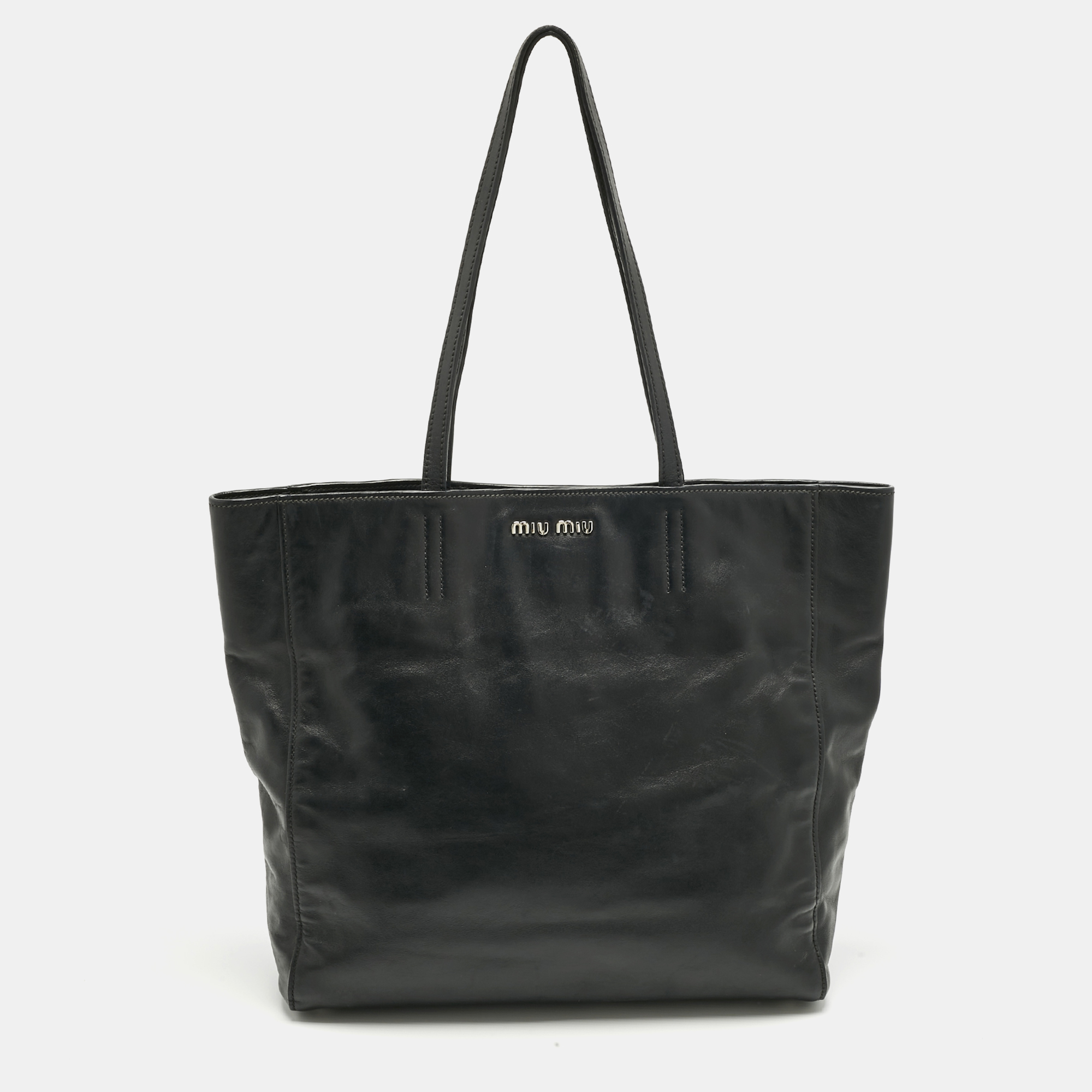 

Miu Miu Black Soft Leather Tote
