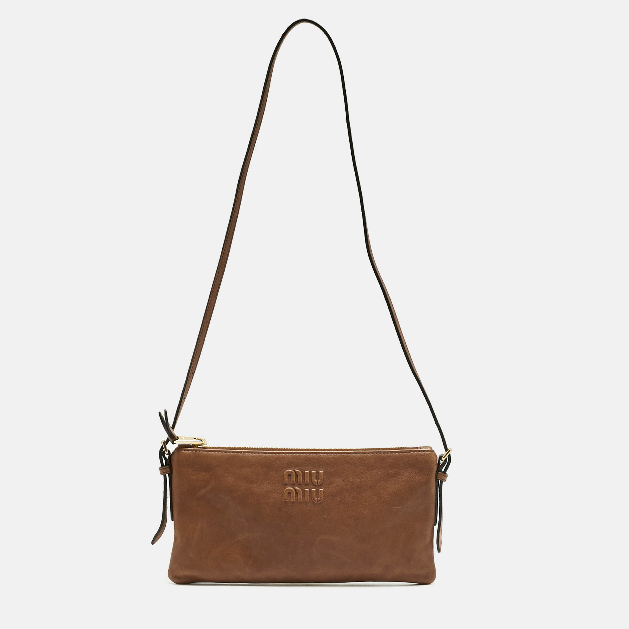 

Miu Miu Brown Leather Aviator Shoulder Bag