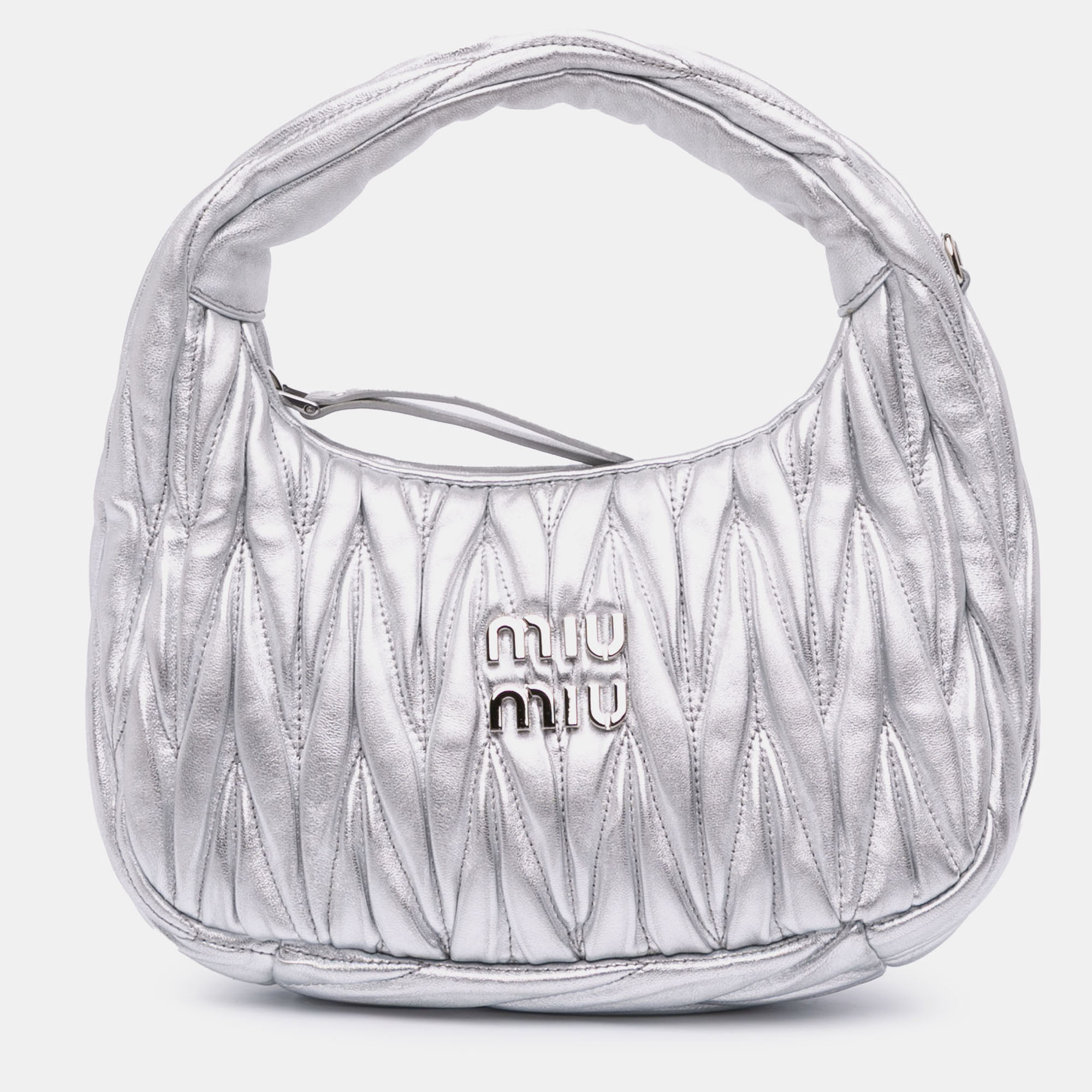 

Miu Miu Silver Mini Matelasse Metallic Nappa Wander Bag