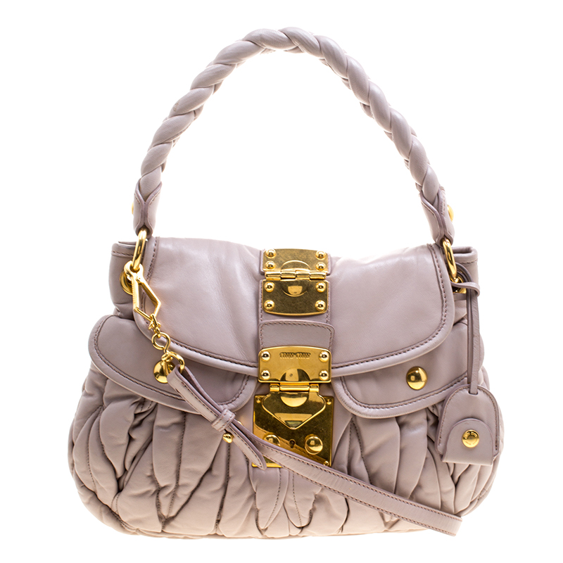 Miu Miu Beige Matelasse Lux Leather Small Coffer Hobo Miu Miu | The ...