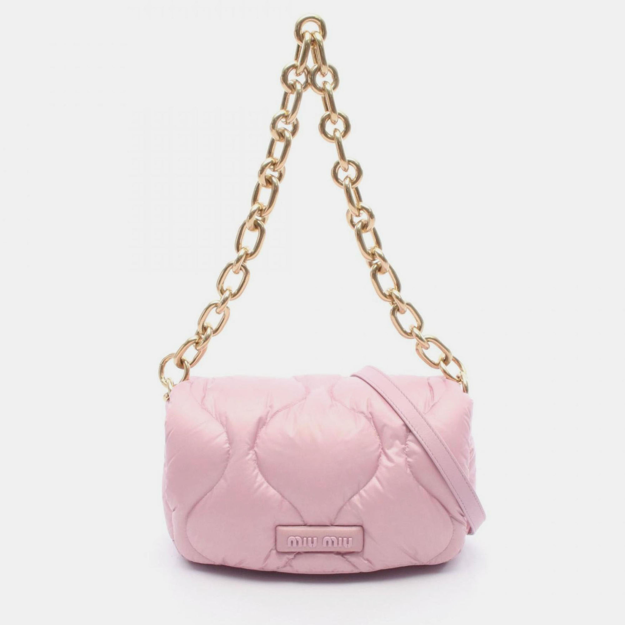 

Miu Miu Miu Padded Shoulder Bag In Nylon And Leather Pink