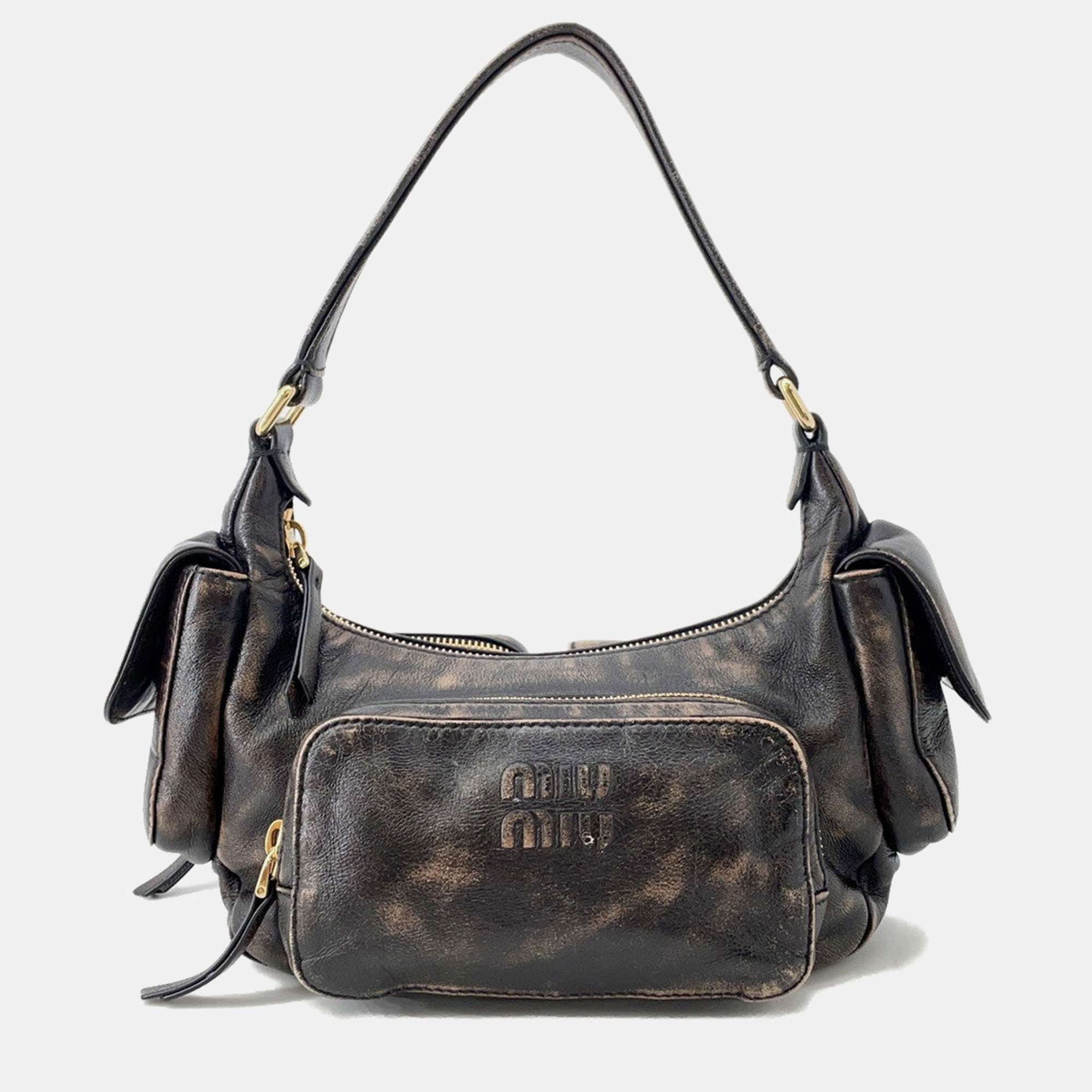 

Miumiu Pocket Bag Dark Brown Vintage Processed Nappa Leather