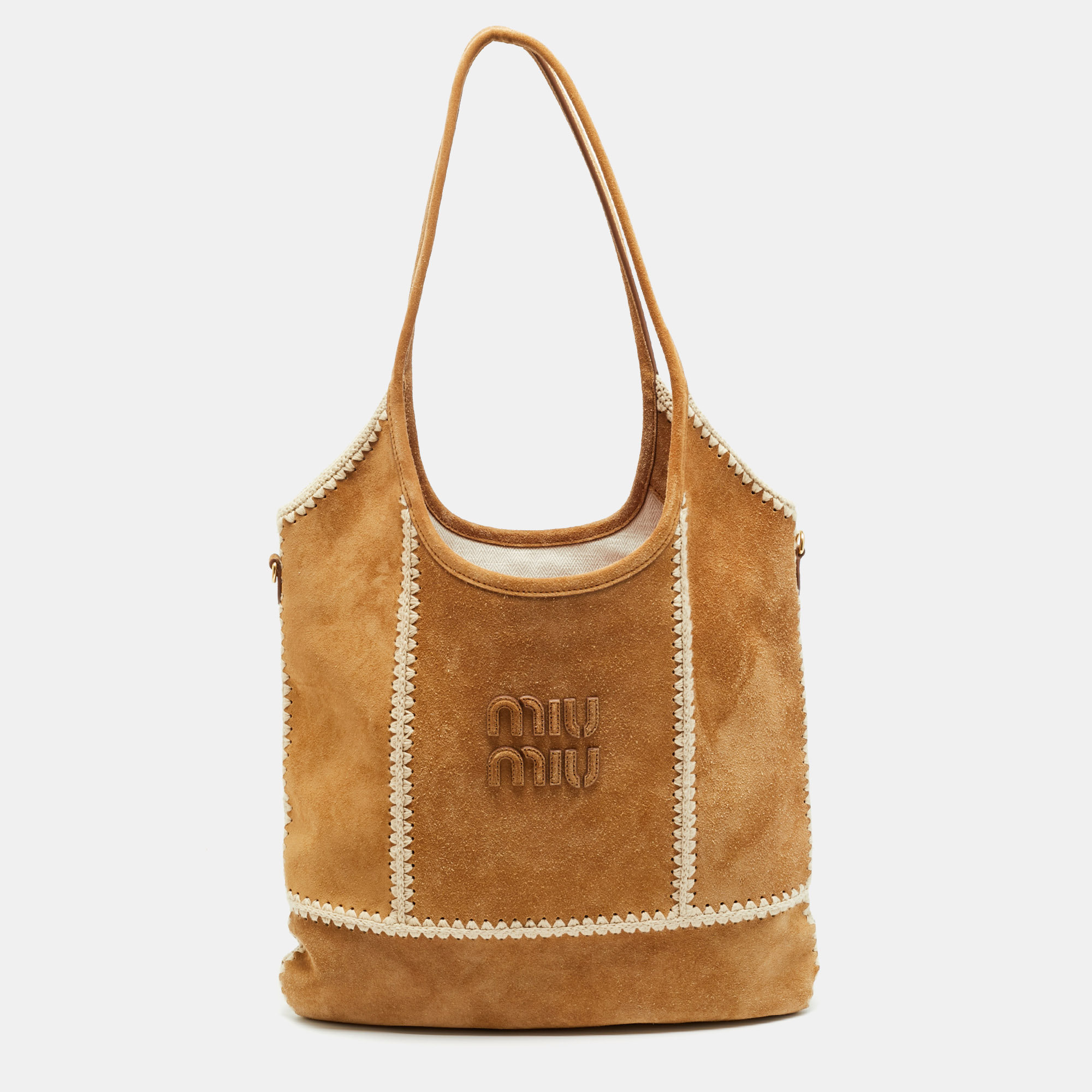 

Miu Miu Beige/Off White Suede and Crochet Ivy Bag