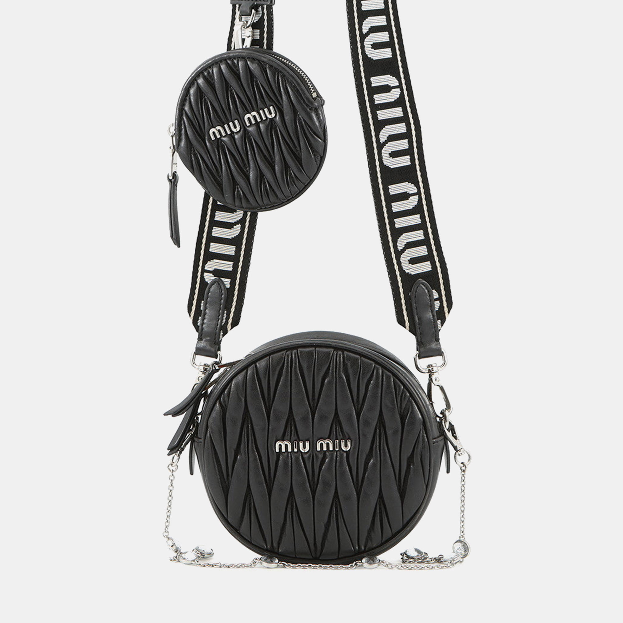 

Miu miu Matelasse Round Shoulder Bag Black Nappa Leather