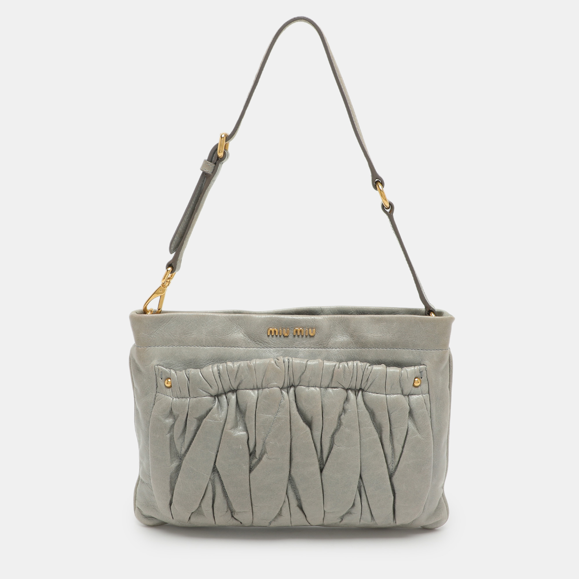 

Miu Miu Grey Leather Baguette Bag