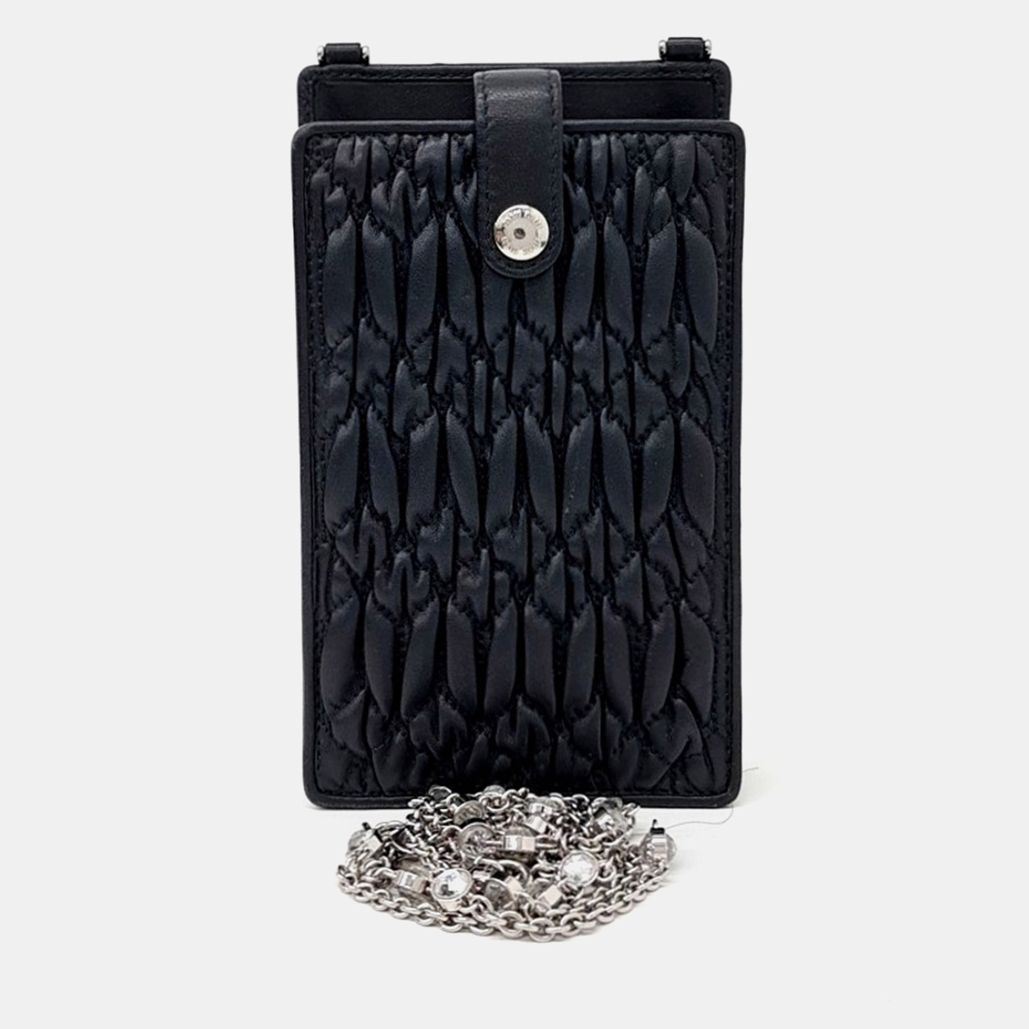 

Miu Miu Black Leather Phone Holder and Crossbody Bag