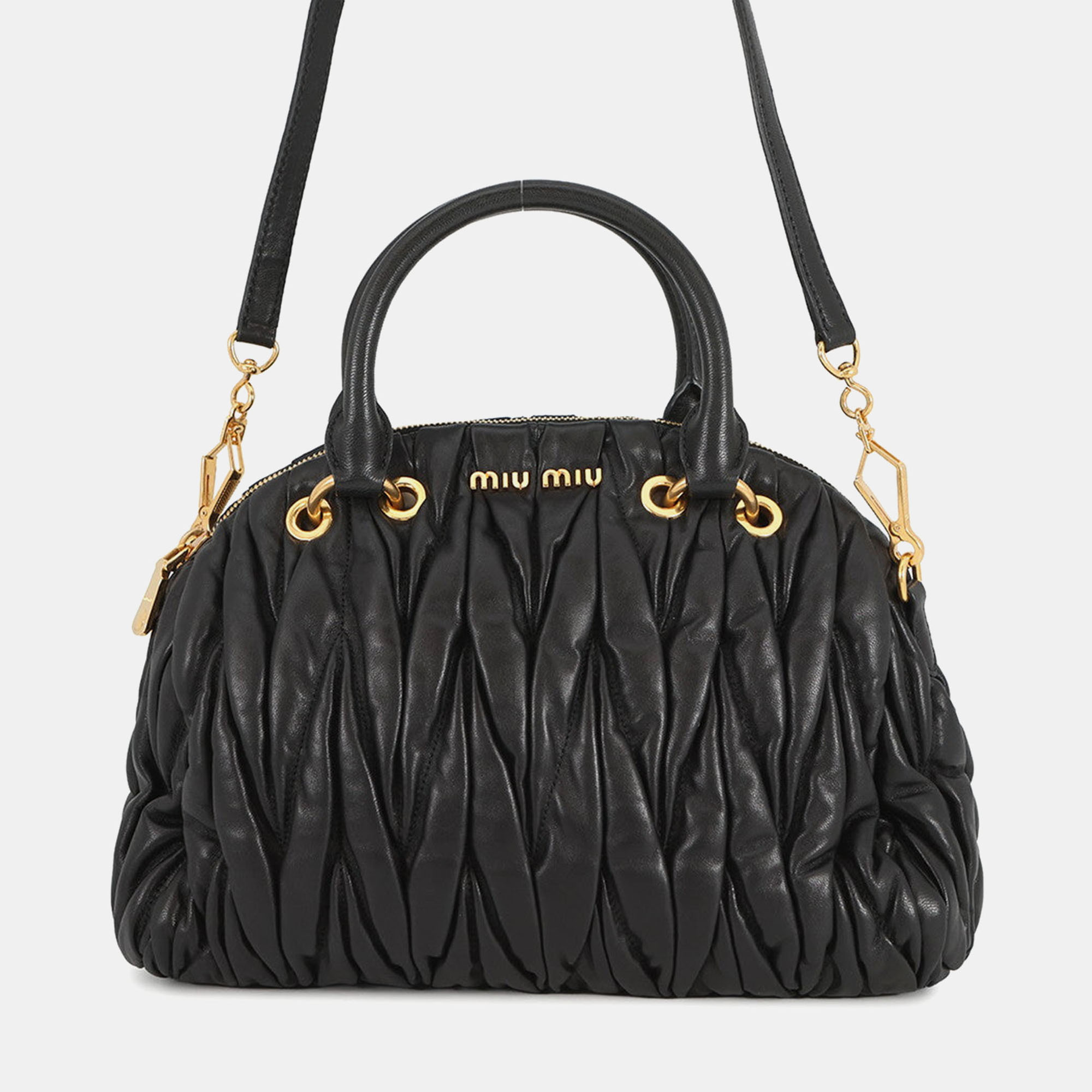 

Miumiu Matelasse 2-Way Handbag Black Leather