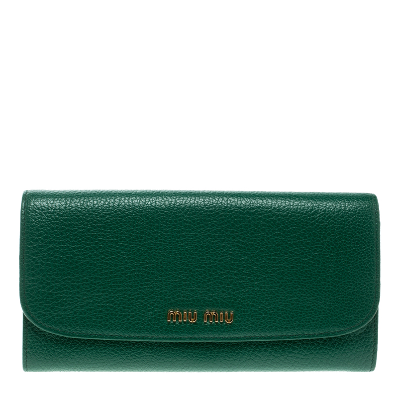 Miu Miu Green Leather Continental Wallet