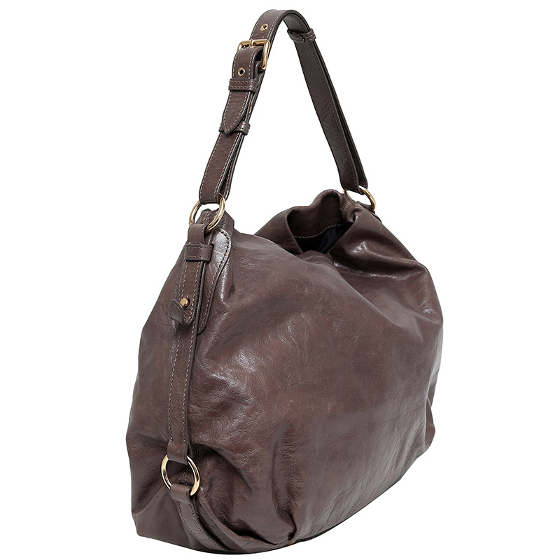 

Miu Miu Brown Vitello Lux Leather Shoulder Bag