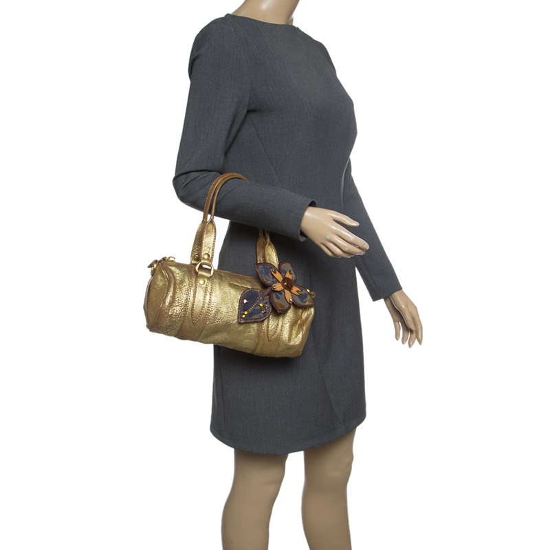 

Miu Miu Gold Leather Shoulder Bag
