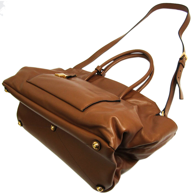 

Miu Miu Brown Vitello Soft Calf Leather Satchel Bag