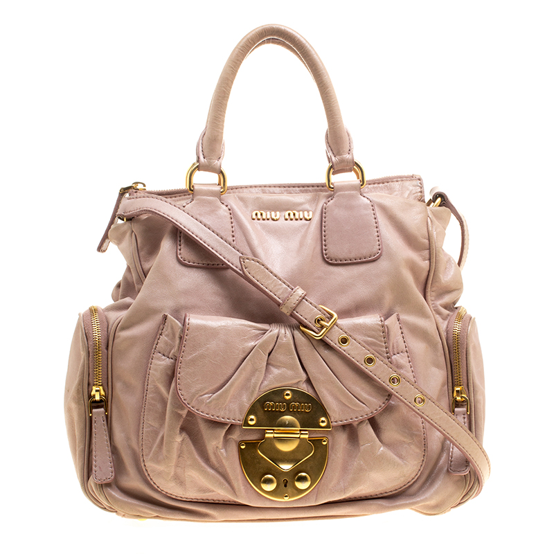 Miu Miu Pink Leather Shoulder Bag