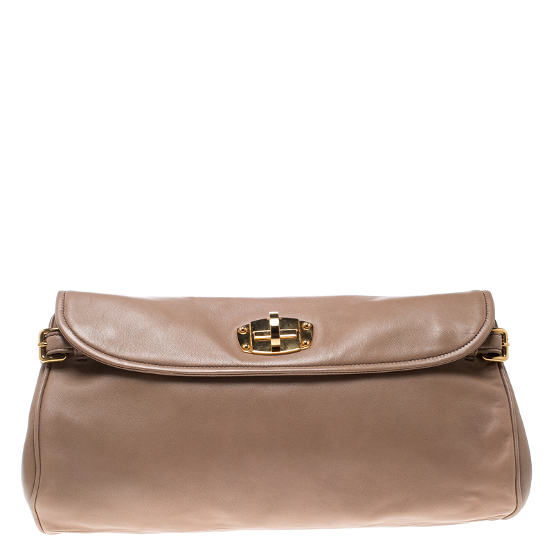 Miu Miu Beige Leather Clutch