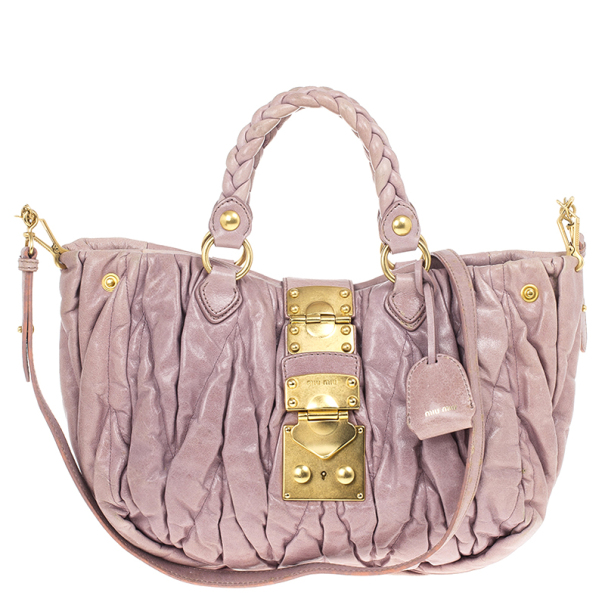 مملوكة مسبقًا Miu Miu Pink Quilted Calfskin 'Matelasse' Hobo