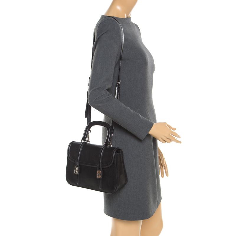 

Miu Miu Black Leather Double Turnlock Crossbody Bag