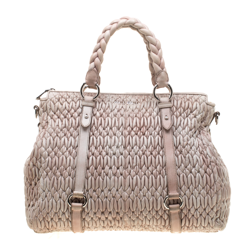 Pre Owned حقيبة يد ميو ميو جلد مبطنة زرقاء